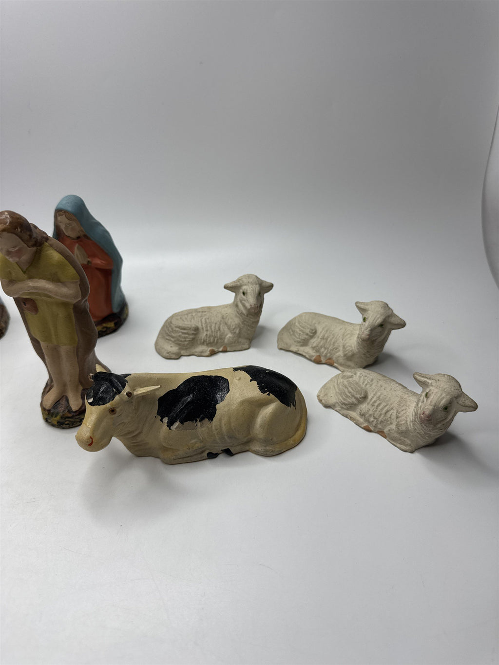 Vintage Germany Nativity Set Figurines Peoples Kings and Animals Baby Jesus