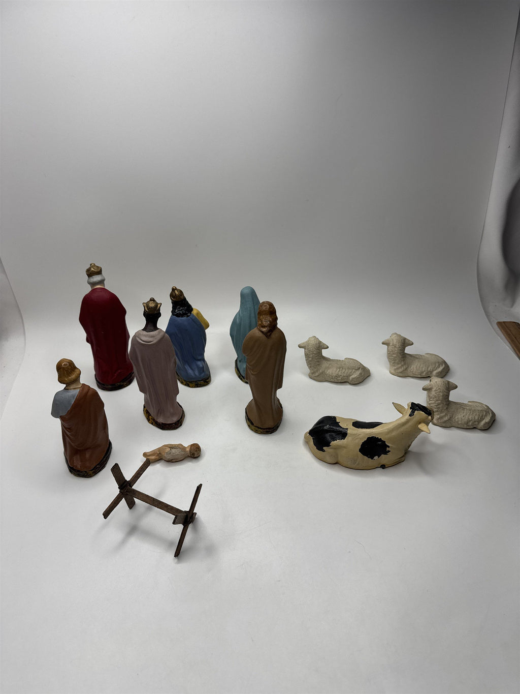Vintage Germany Nativity Set Figurines Peoples Kings and Animals Baby Jesus