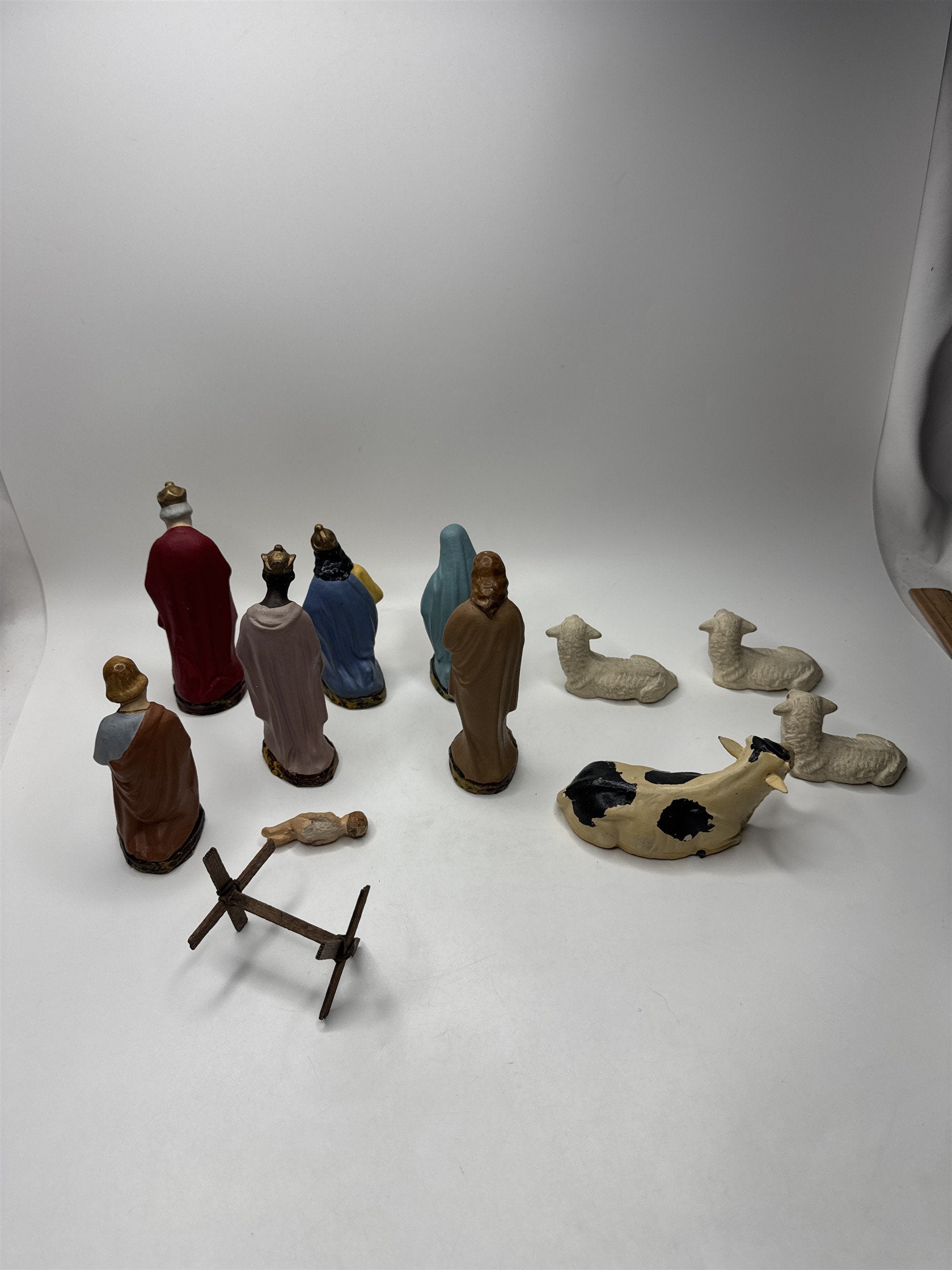 Vintage Germany Nativity Set Figurines Peoples Kings and Animals Baby Jesus
