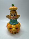 Vintage Halloween Figurine Girl Japan Jack-O-Lantern Pumpkin Bank (No Stopper)