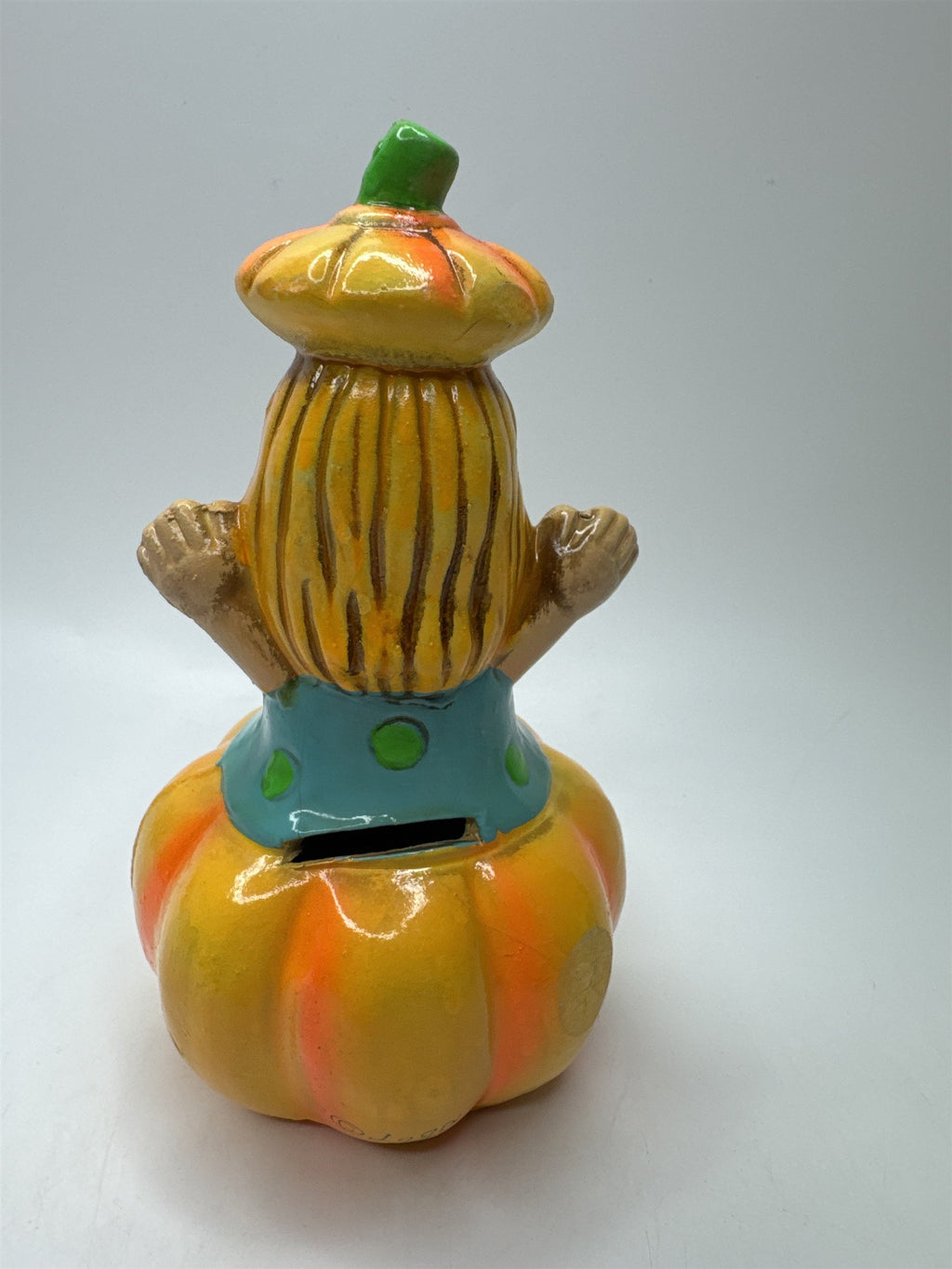 Vintage Halloween Figurine Girl Japan Jack-O-Lantern Pumpkin Bank (No Stopper)