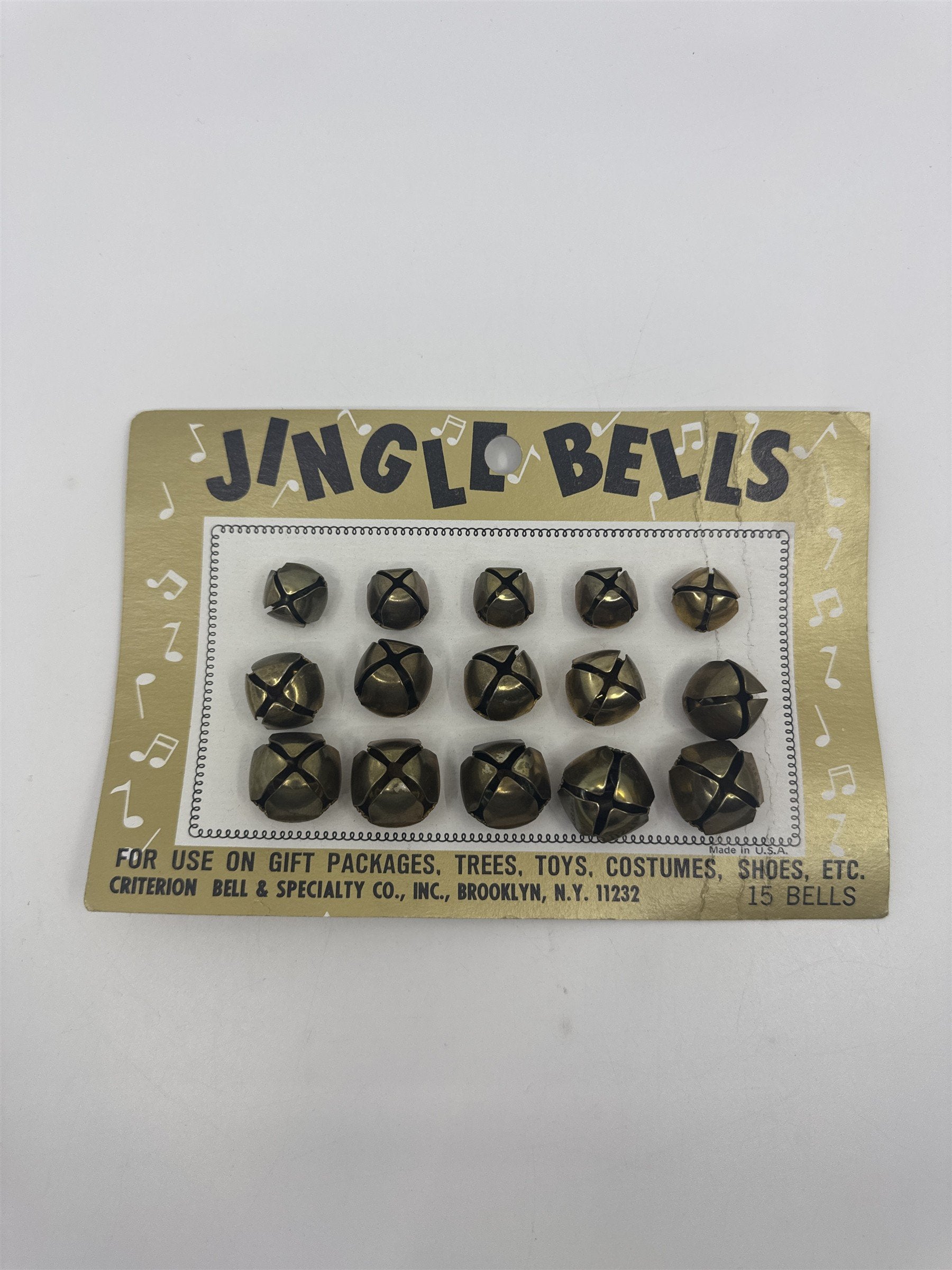 Vintage Jingle Bells Set Of 15 Gold Christmas Decorative Bells For Gifts/Trees