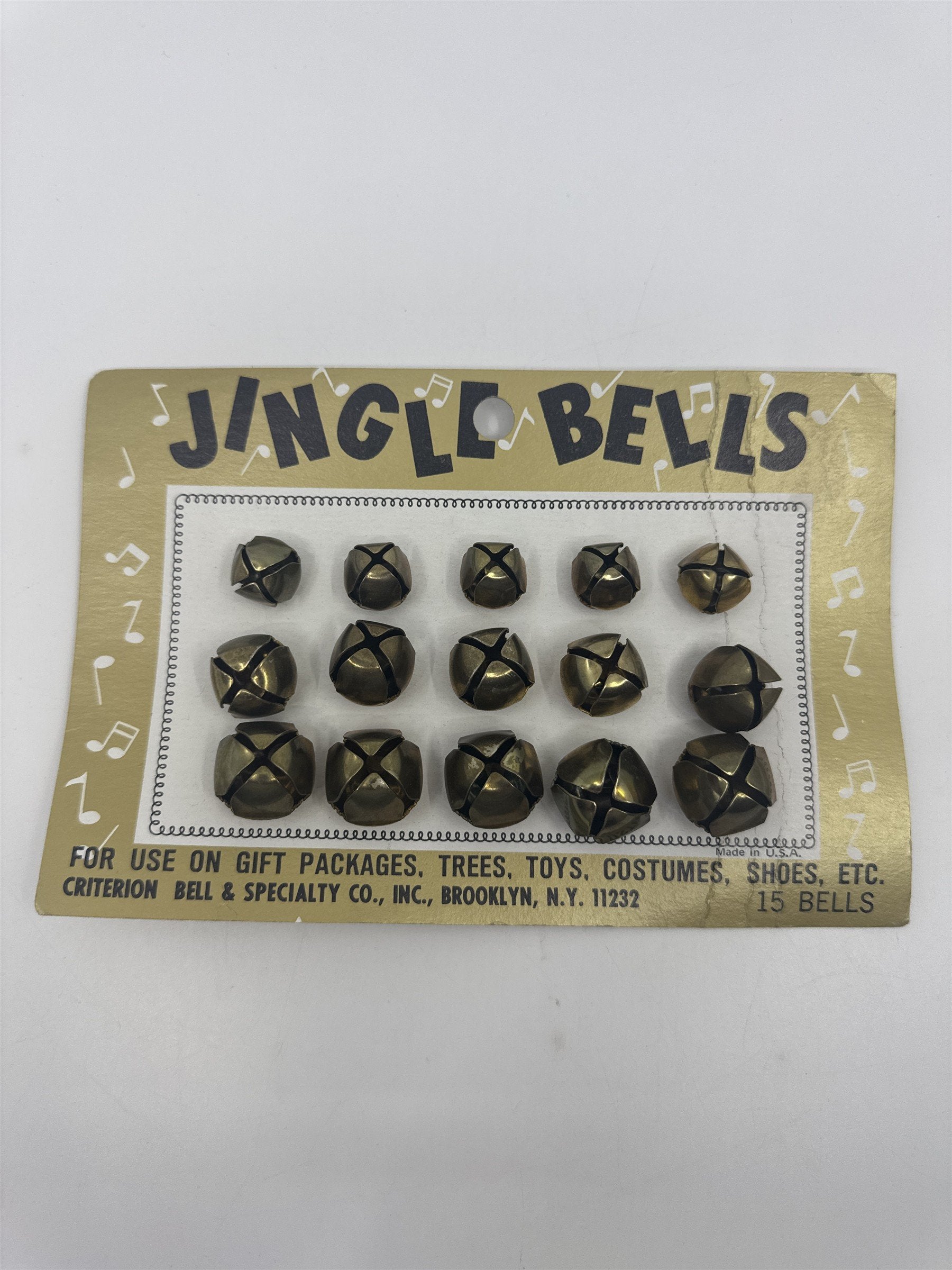 Vintage Jingle Bells Set Of 15 Gold Christmas Decorative Bells For Gifts/Trees