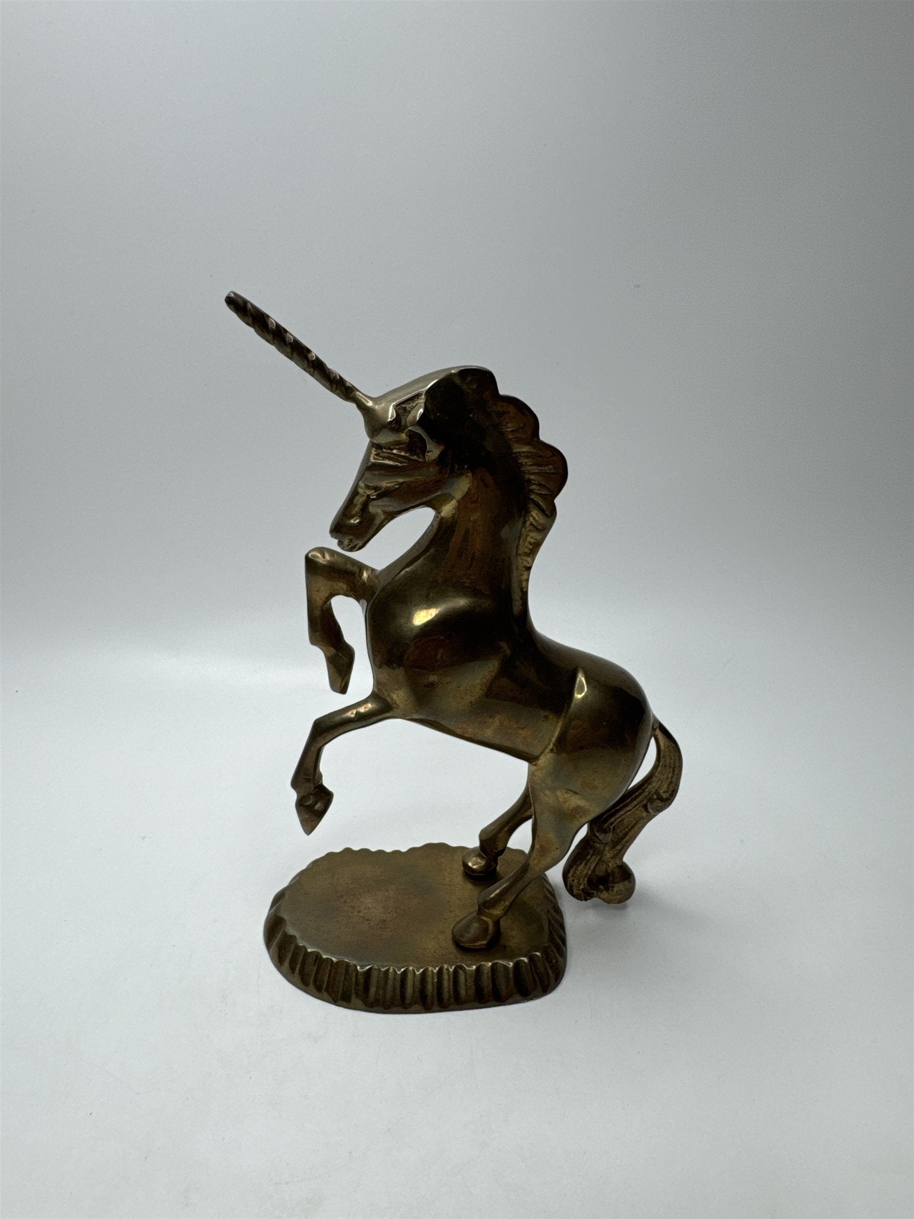 Vintage Soid Brass Unicorn Figurine 7" Made in India