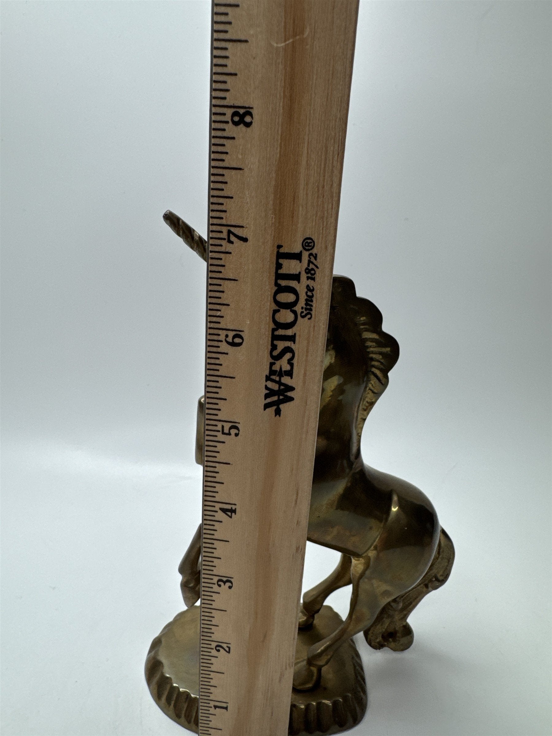 Vintage Soid Brass Unicorn Figurine 7" Made in India