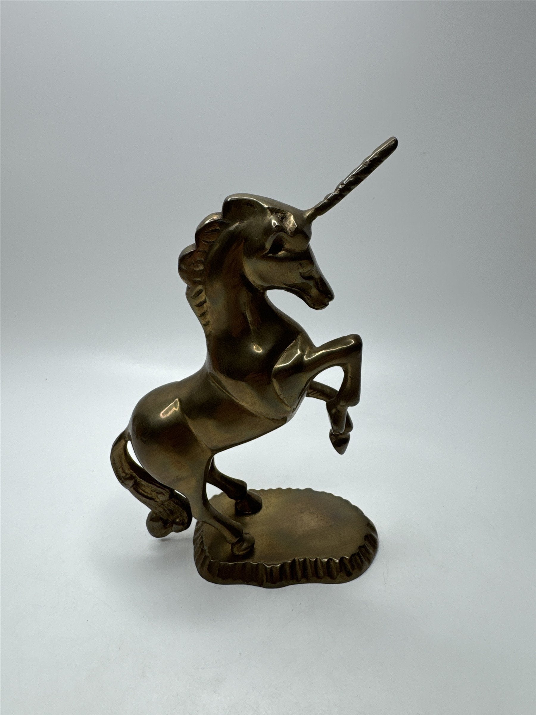 Vintage Soid Brass Unicorn Figurine 7" Made in India