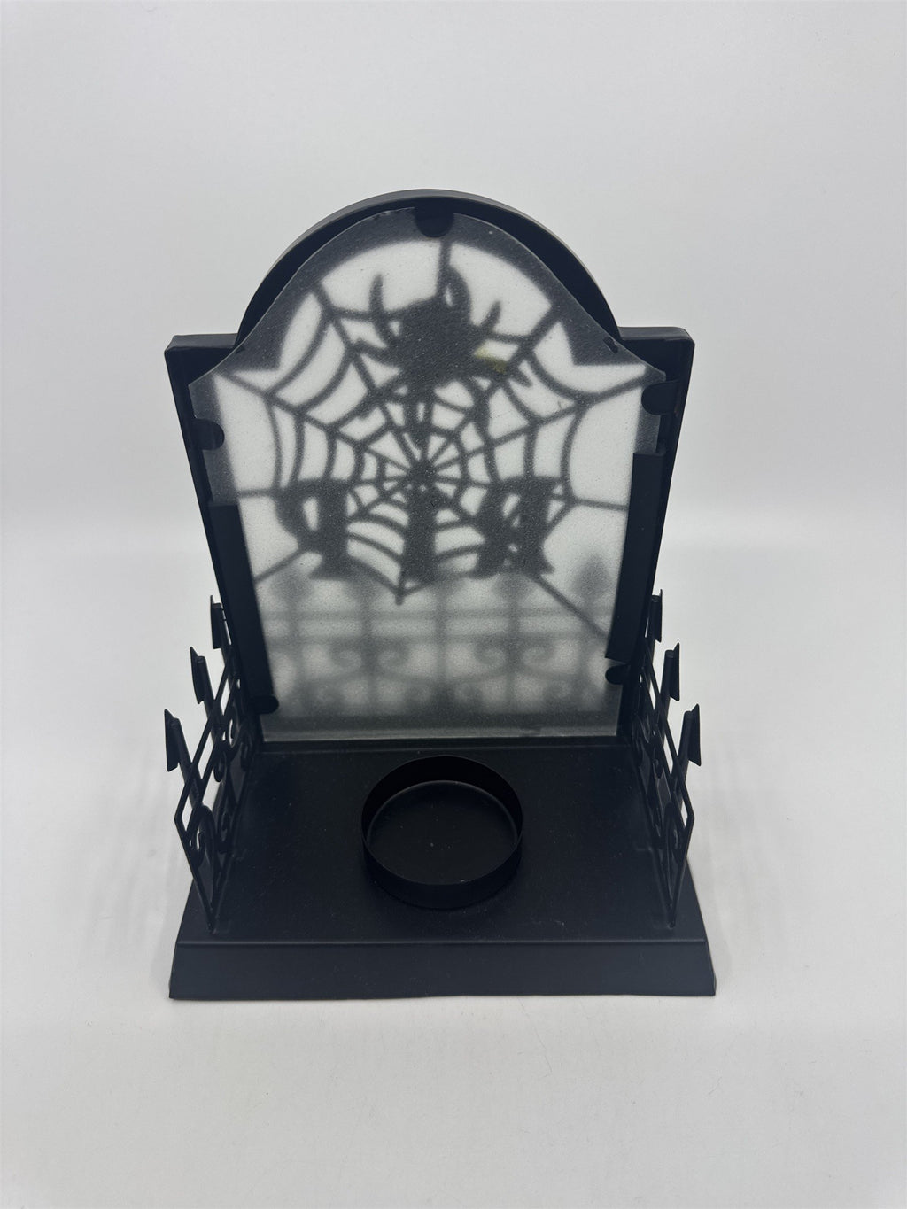 Halloween RIP Tombstone W/ Spider And Web Tealight Candle Holder Votive