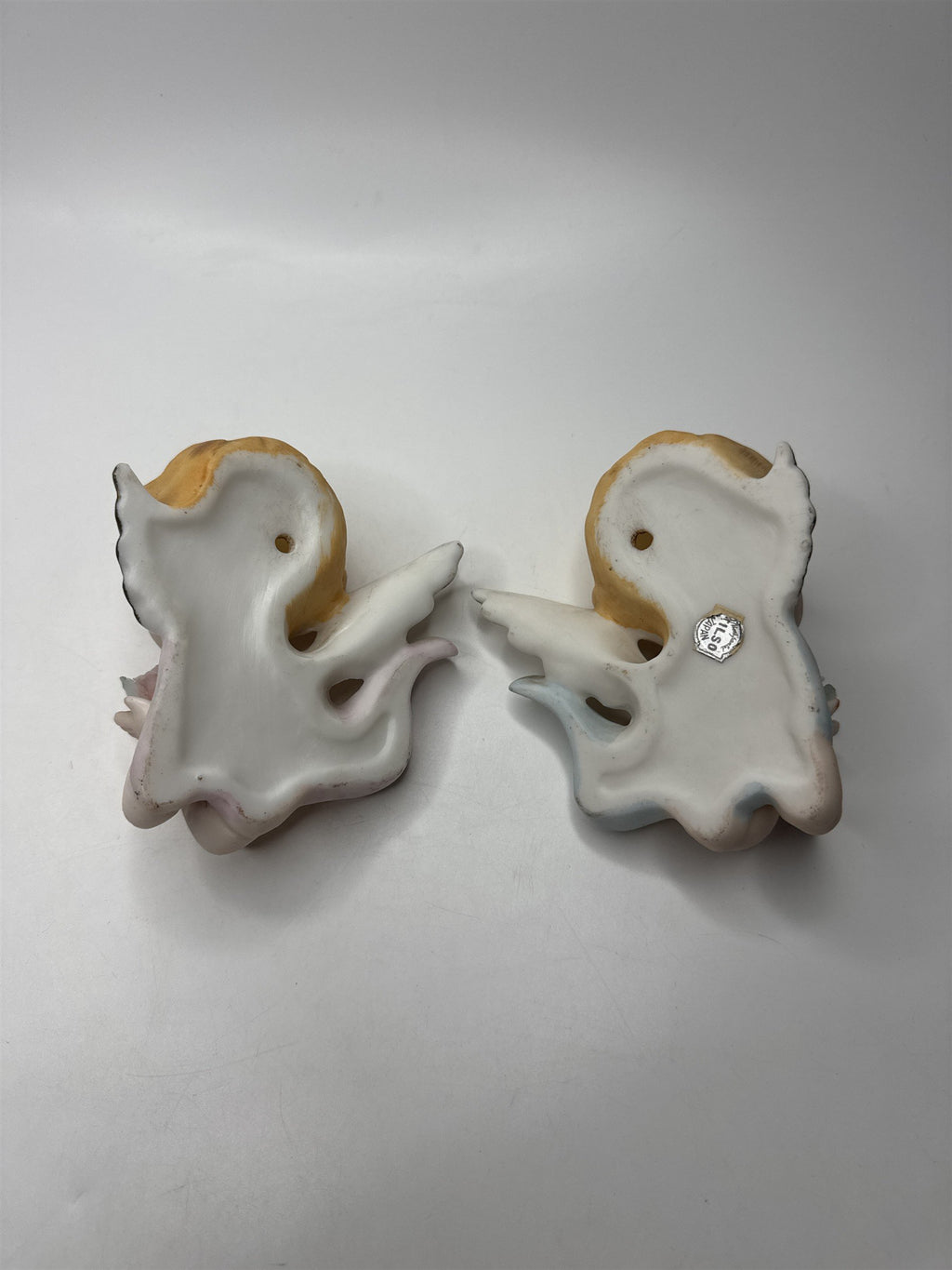 Set of 2 Tilso Japan Porcelain Hanging Angels Flowers Floral Angels