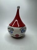 Vintage Ceramic Christmas Mustache Face Jar Santa Hat Lid (Hairline Crack)