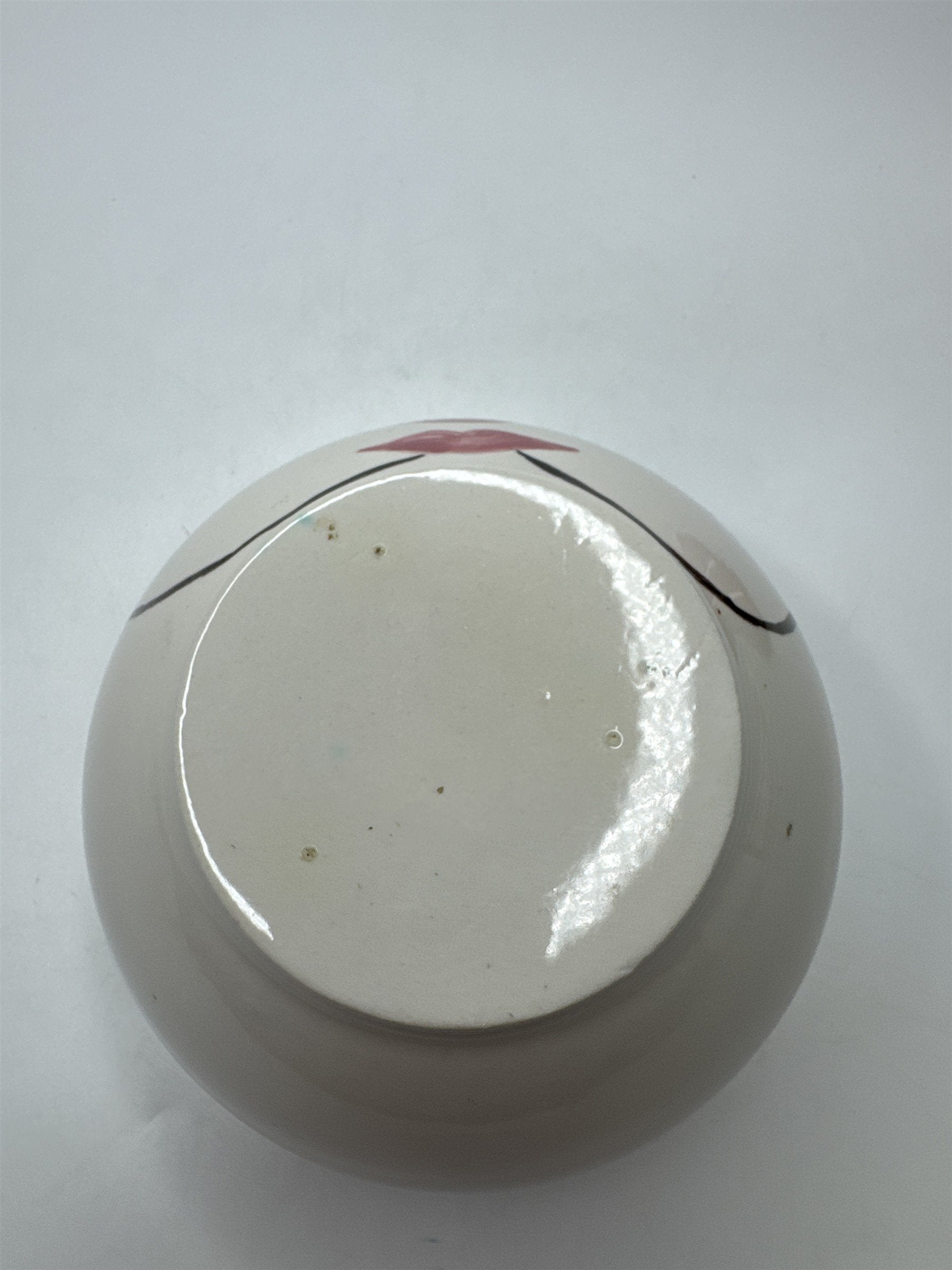 Vintage Ceramic Christmas Mustache Face Jar Santa Hat Lid (Hairline Crack)