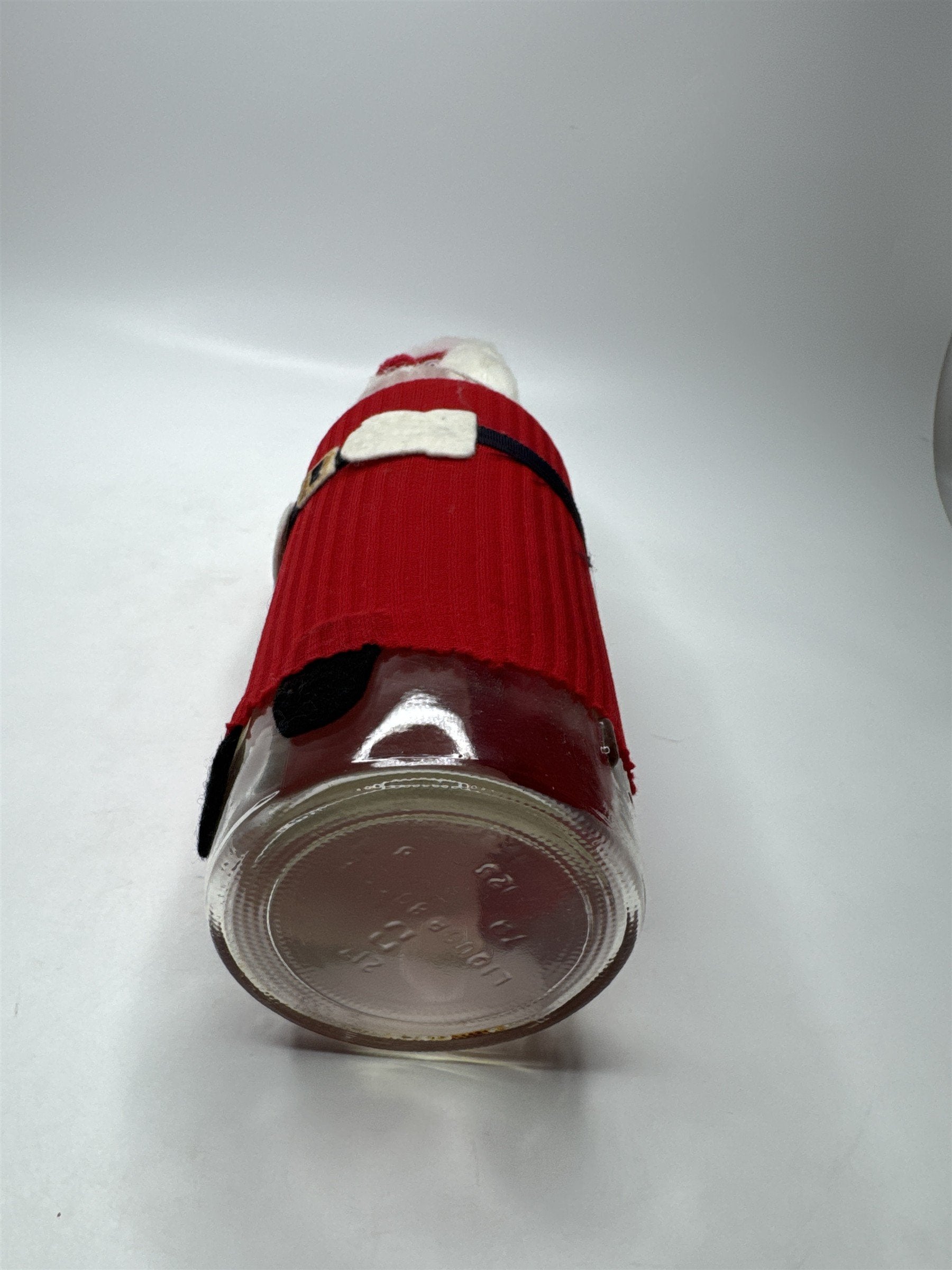 Vintage Felt Santa Bottle Cover With Clear Glass Bottle ~ Christmas Home Decor