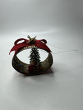 Vintage Handmade Tuna Can Christmas Ornament Mrs. Claud Kissing Reindeer /w Tree