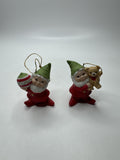 Set of 2 Homco Home Interiors Christmas Elves with Toys Xmas Tree Ornaments