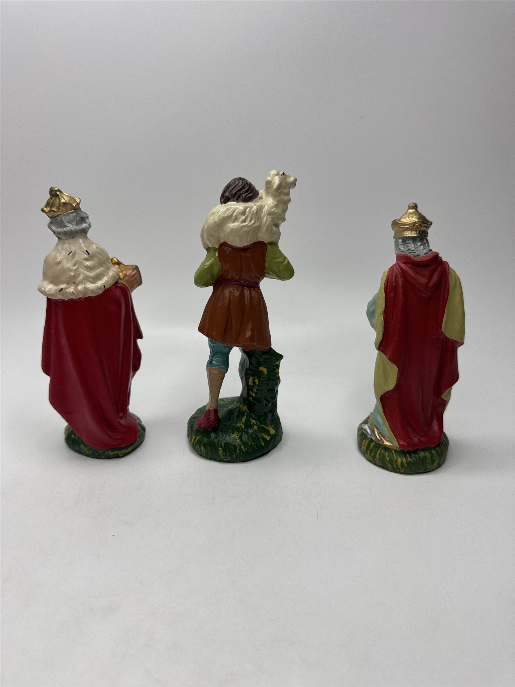 Set of 3 Vintage Wide Man/King/Shepard Nativity 5" Paper Mache Figures Italy