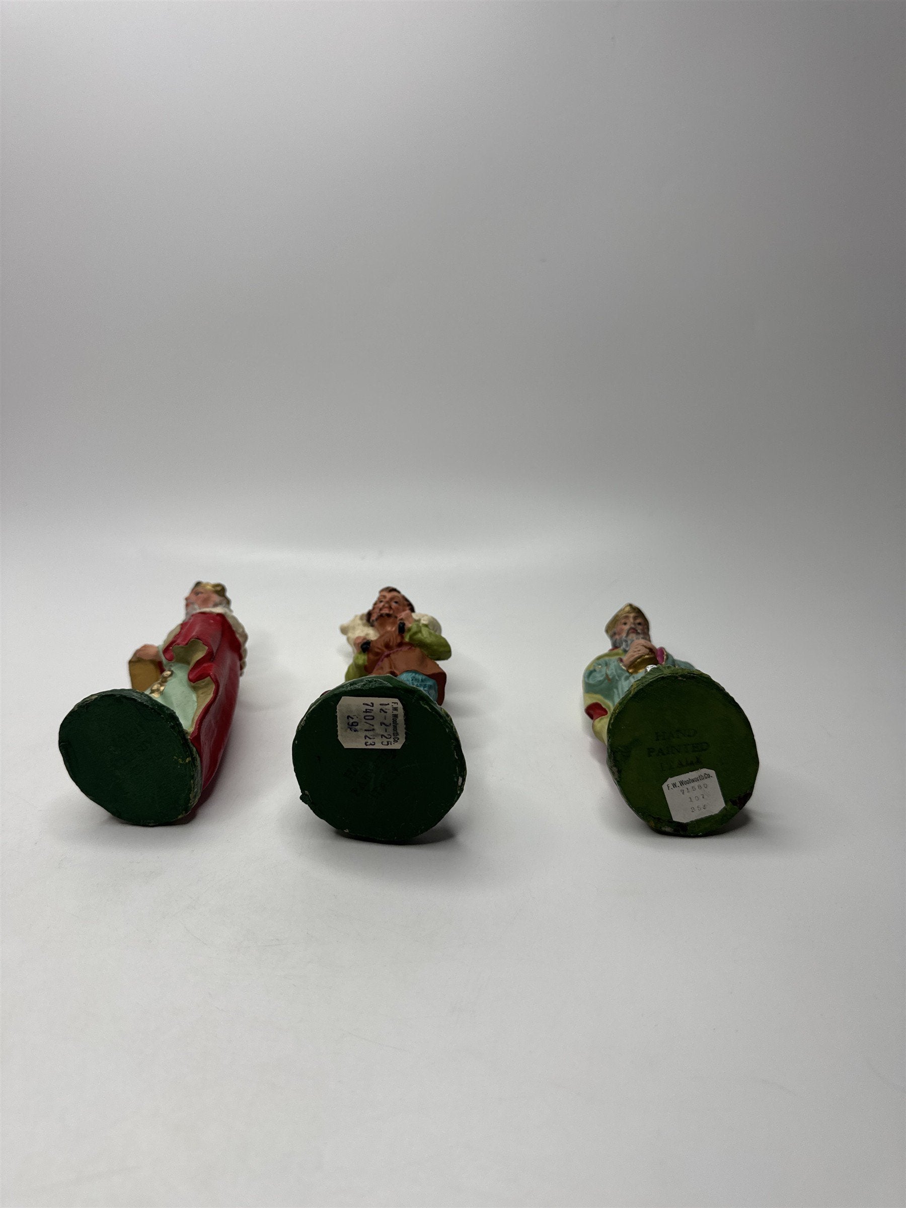 Set of 3 Vintage Wide Man/King/Shepard Nativity 5" Paper Mache Figures Italy