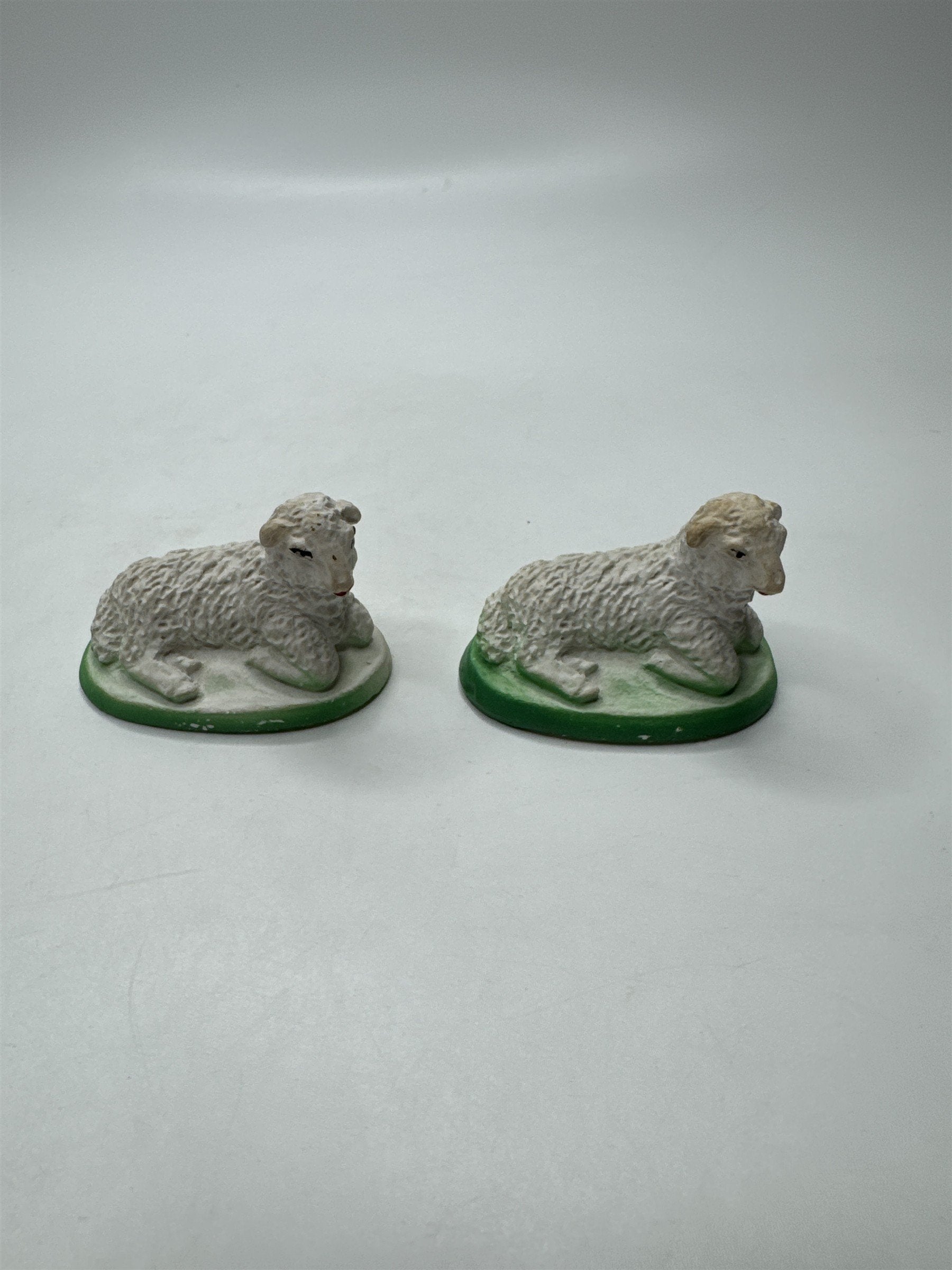 Set of 2 Vintage MCM Christmas Manger Nativity Chalkware Sheep/Lamb Figurines