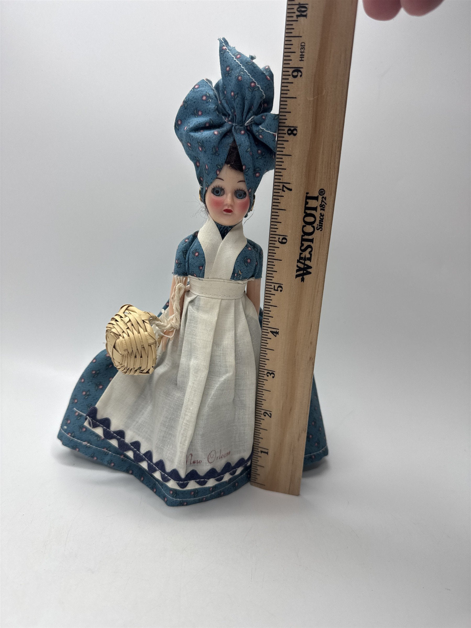 Vintage New Orleans LA Souvenir 9in Doll Hard Plastic Articulated Sleepy Eyes