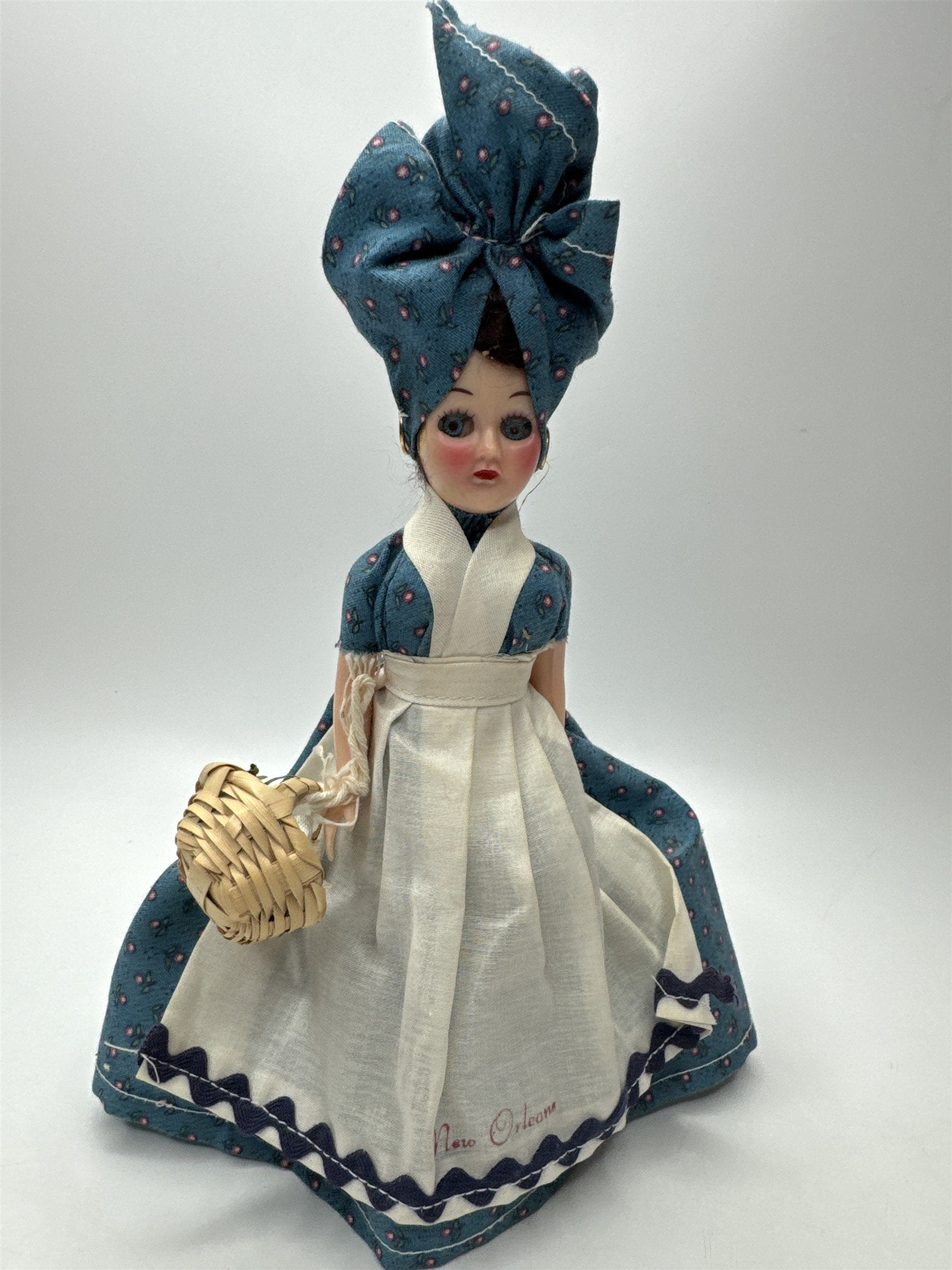 Vintage New Orleans LA Souvenir 9in Doll Hard Plastic Articulated Sleepy Eyes