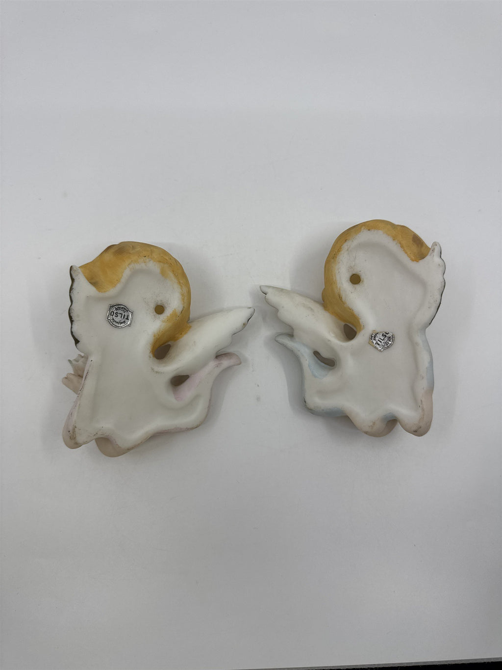 Set of 2 Tilso Japan Porcelain Hanging Angels Flowers Floral Angels