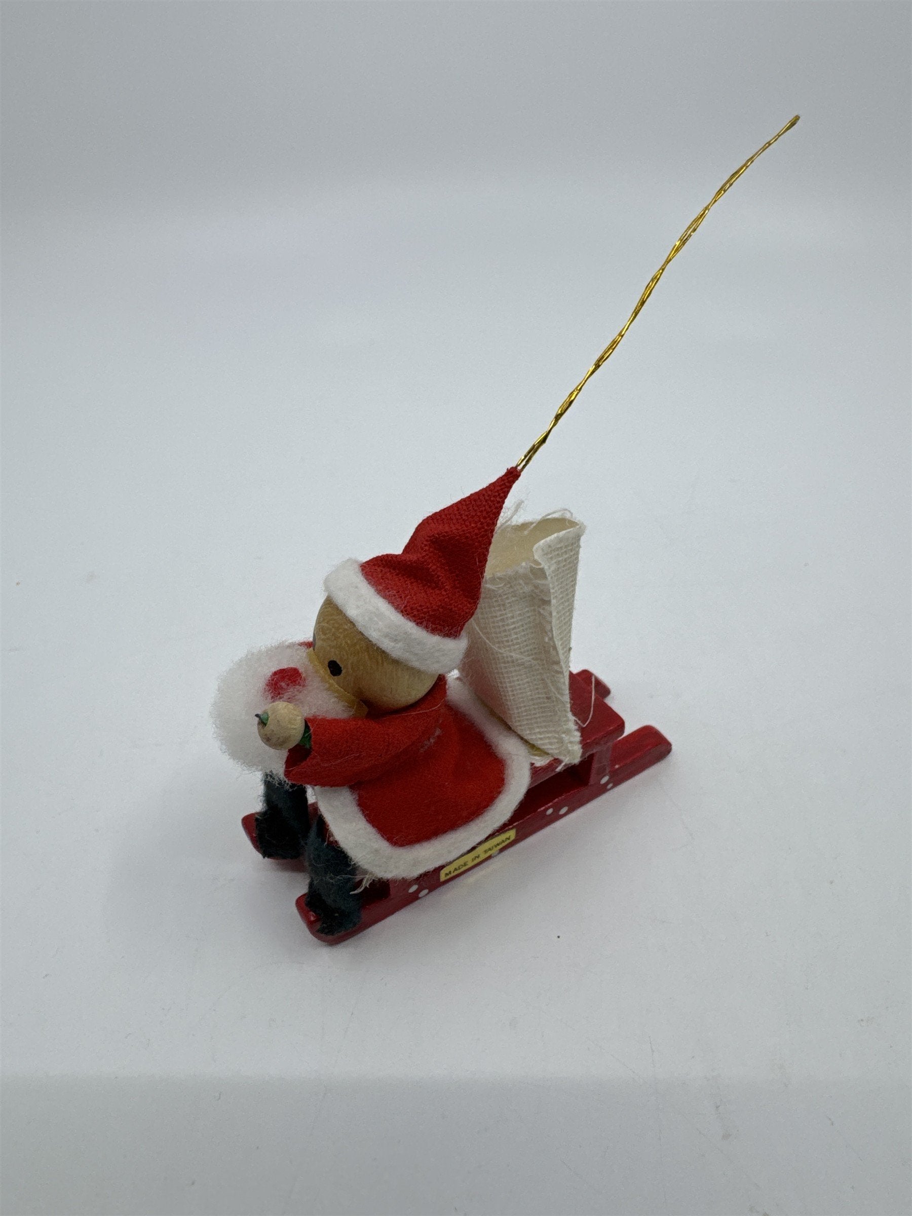 Set Of Four Vintage Christmas Tree Ornaments Santa Sleigh/Chimney And Cats