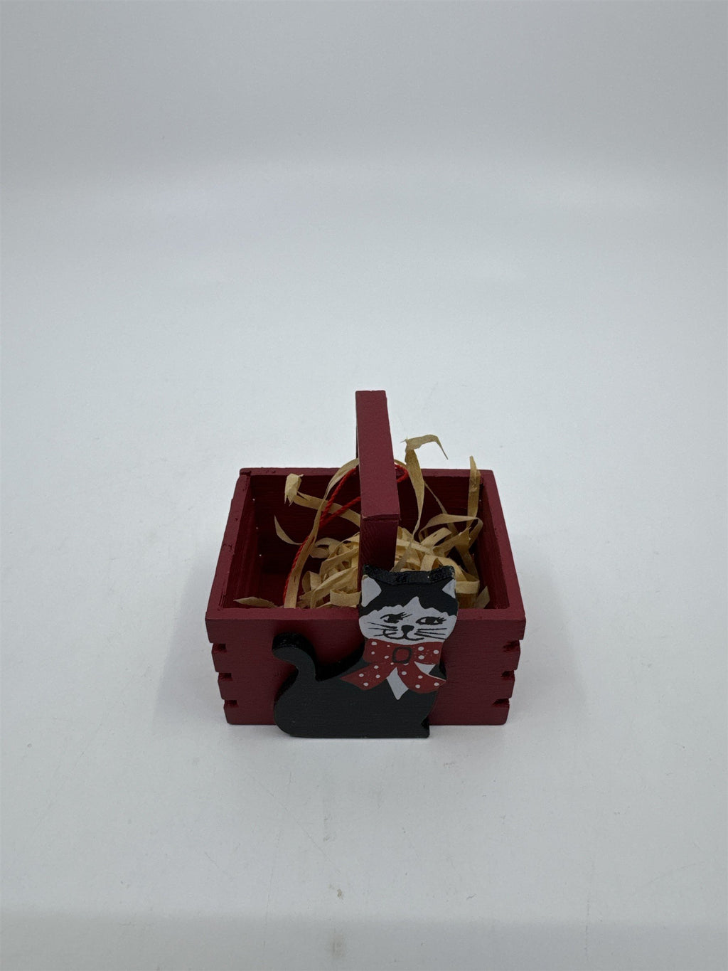 Set Of Four Vintage Christmas Tree Ornaments Santa Sleigh/Chimney And Cats