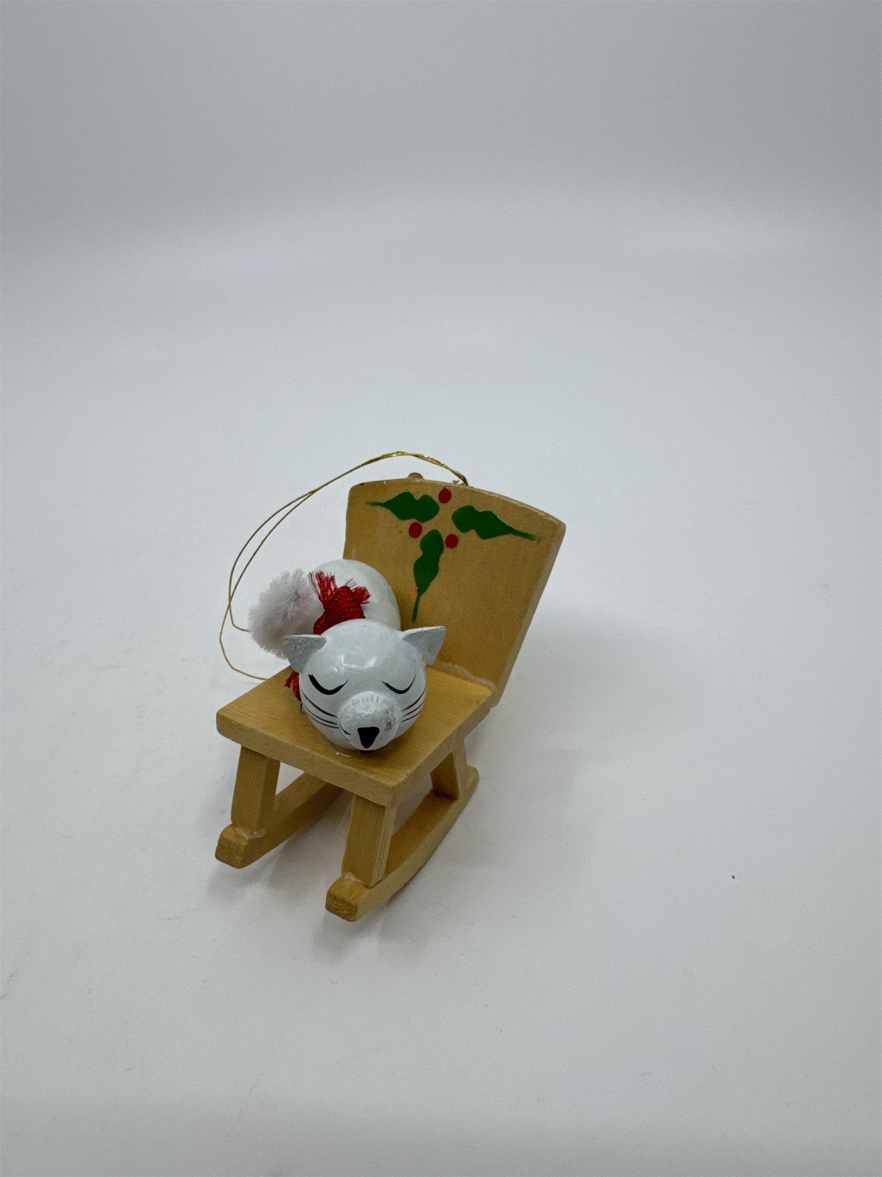 Set Of Four Vintage Christmas Tree Ornaments Santa Sleigh/Chimney And Cats