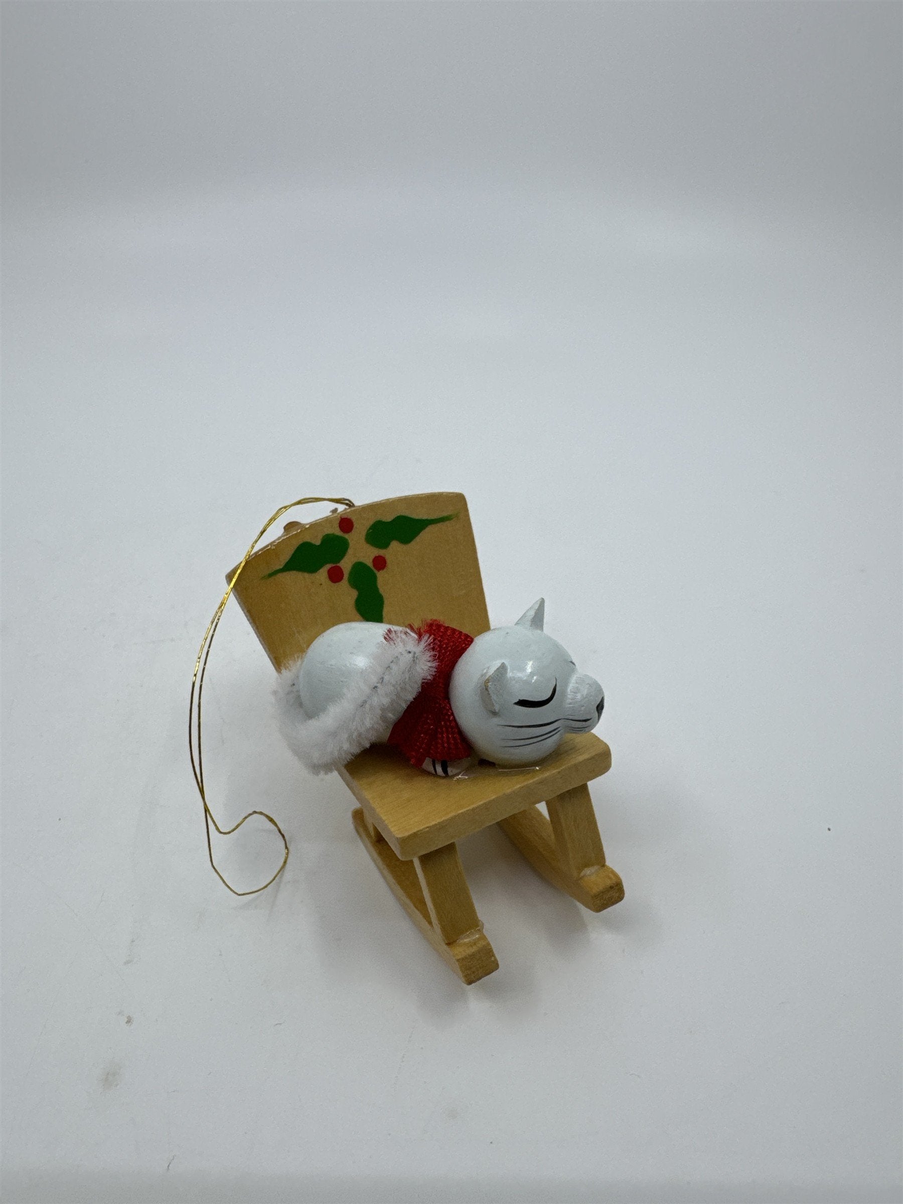Set Of Four Vintage Christmas Tree Ornaments Santa Sleigh/Chimney And Cats