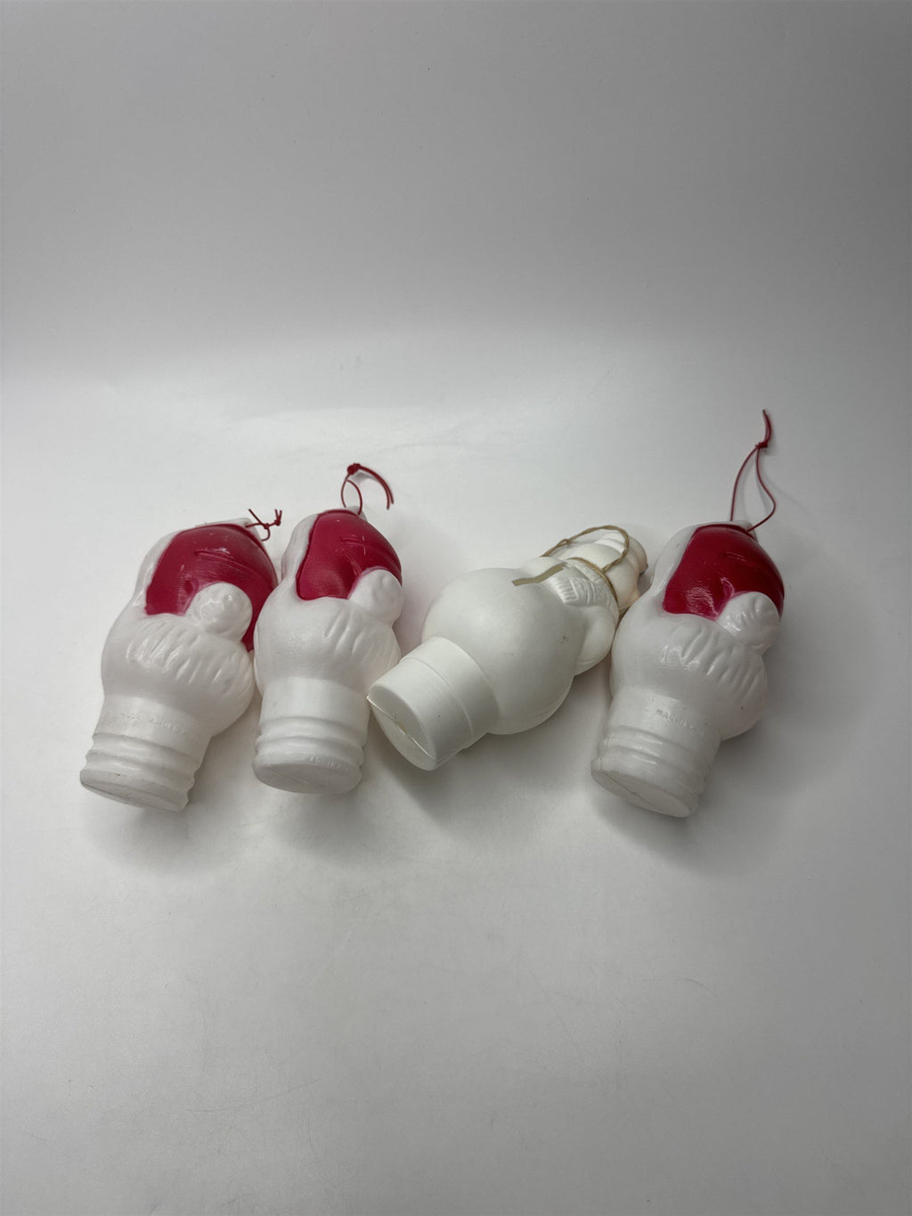 Set of 4 Blow Mold Candy Container Topper Ornaments Santa Claud & Snowman