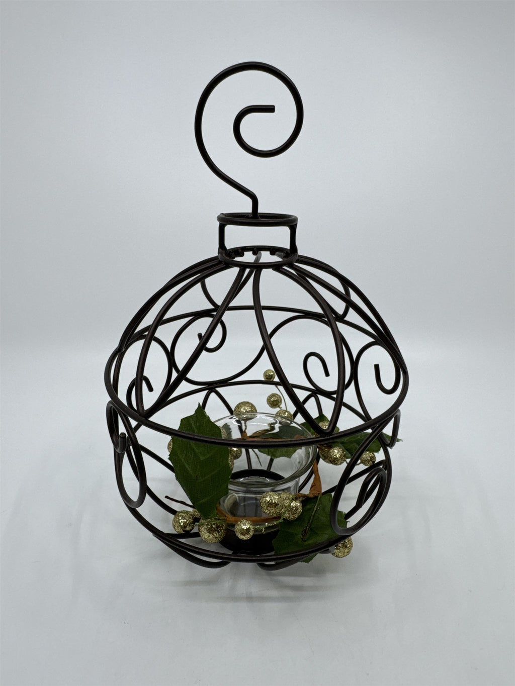 Vintage Brown Ornament/Christmas Ball-Shaped Tealight Candle Holder Votive