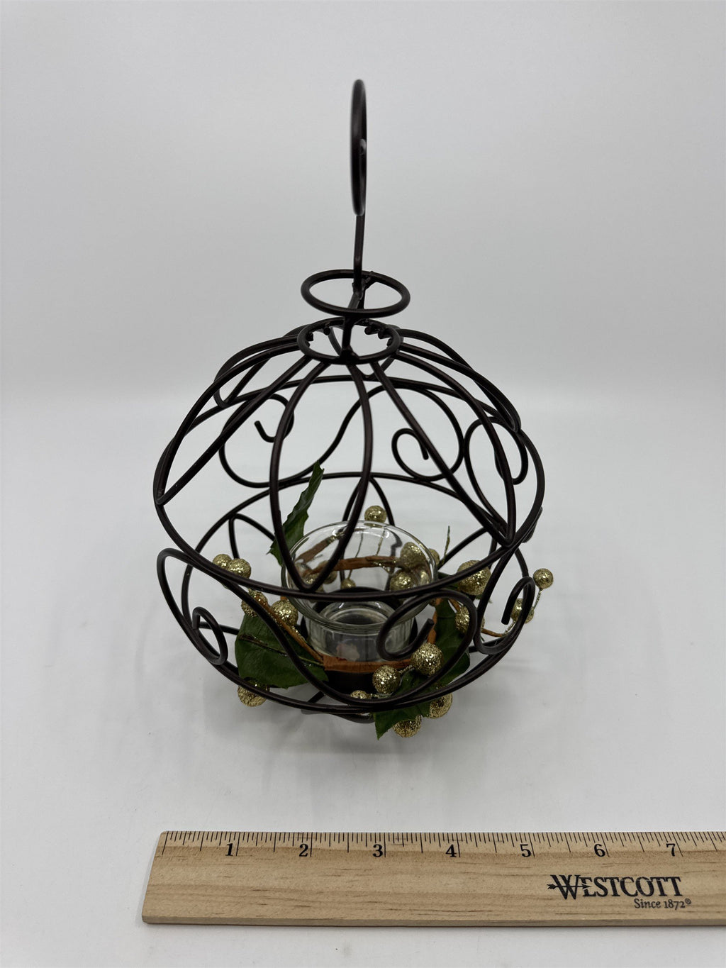 Vintage Brown Ornament/Christmas Ball-Shaped Tealight Candle Holder Votive