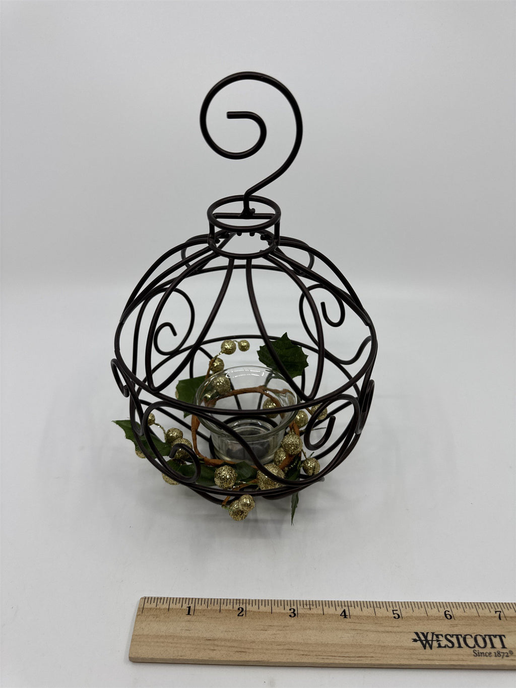 Vintage Brown Ornament/Christmas Ball-Shaped Tealight Candle Holder Votive