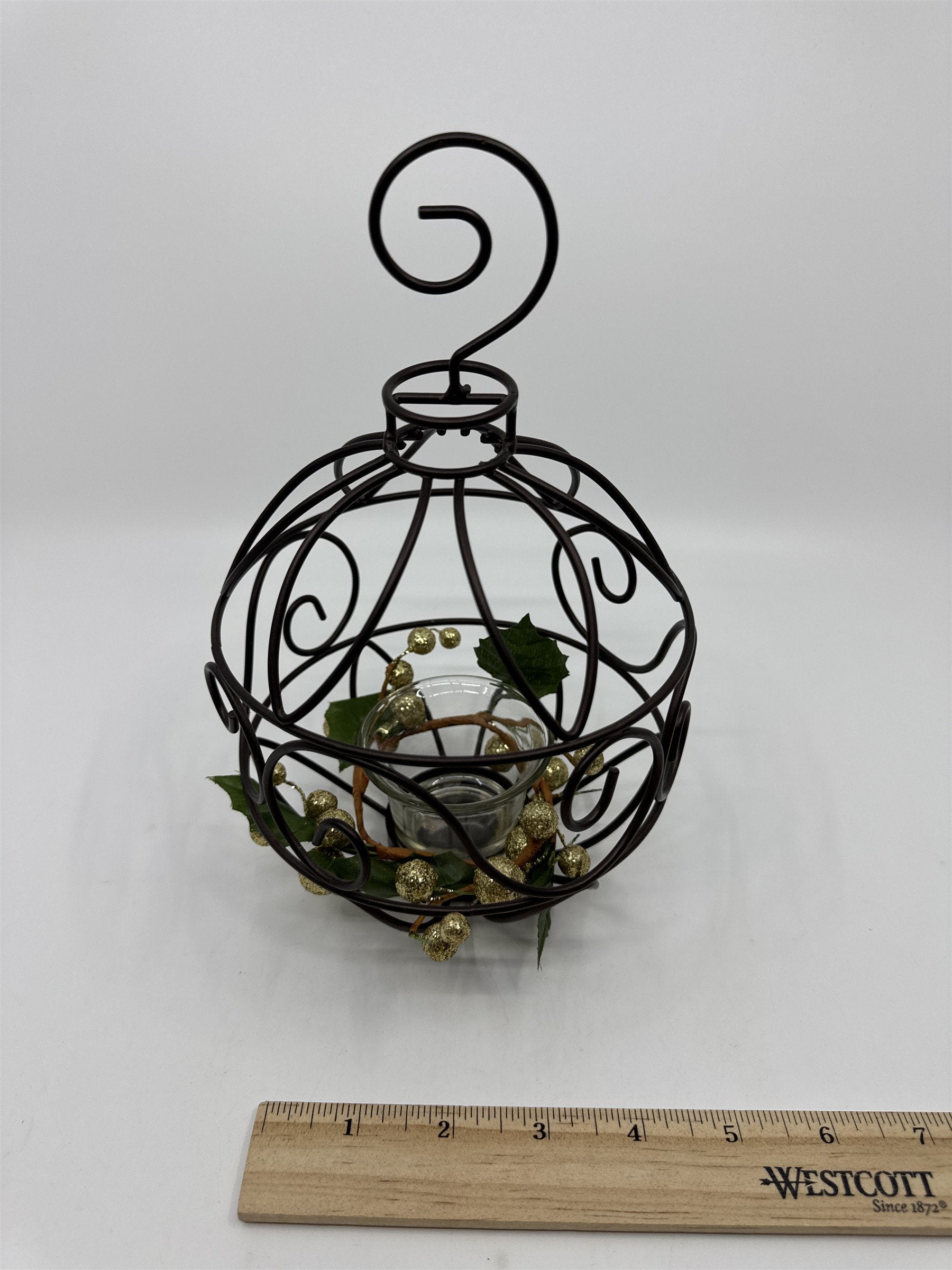 Vintage Brown Ornament/Christmas Ball-Shaped Tealight Candle Holder Votive