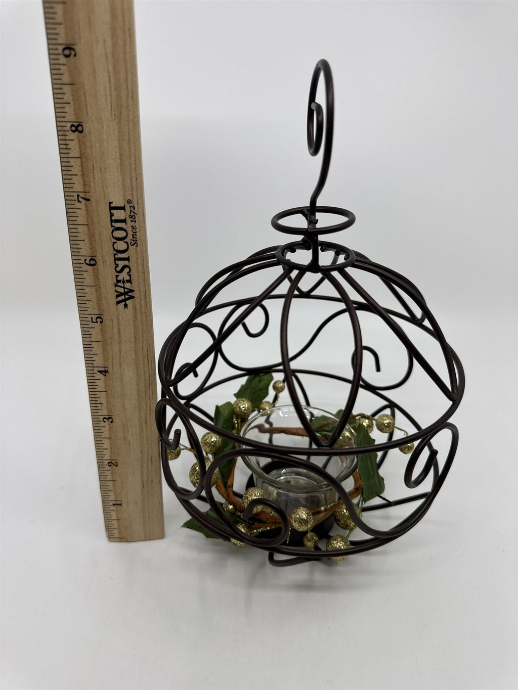 Vintage Brown Ornament/Christmas Ball-Shaped Tealight Candle Holder Votive