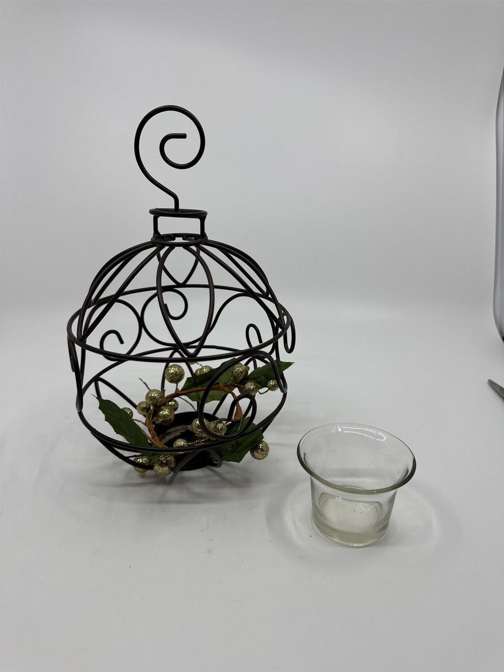 Vintage Brown Ornament/Christmas Ball-Shaped Tealight Candle Holder Votive