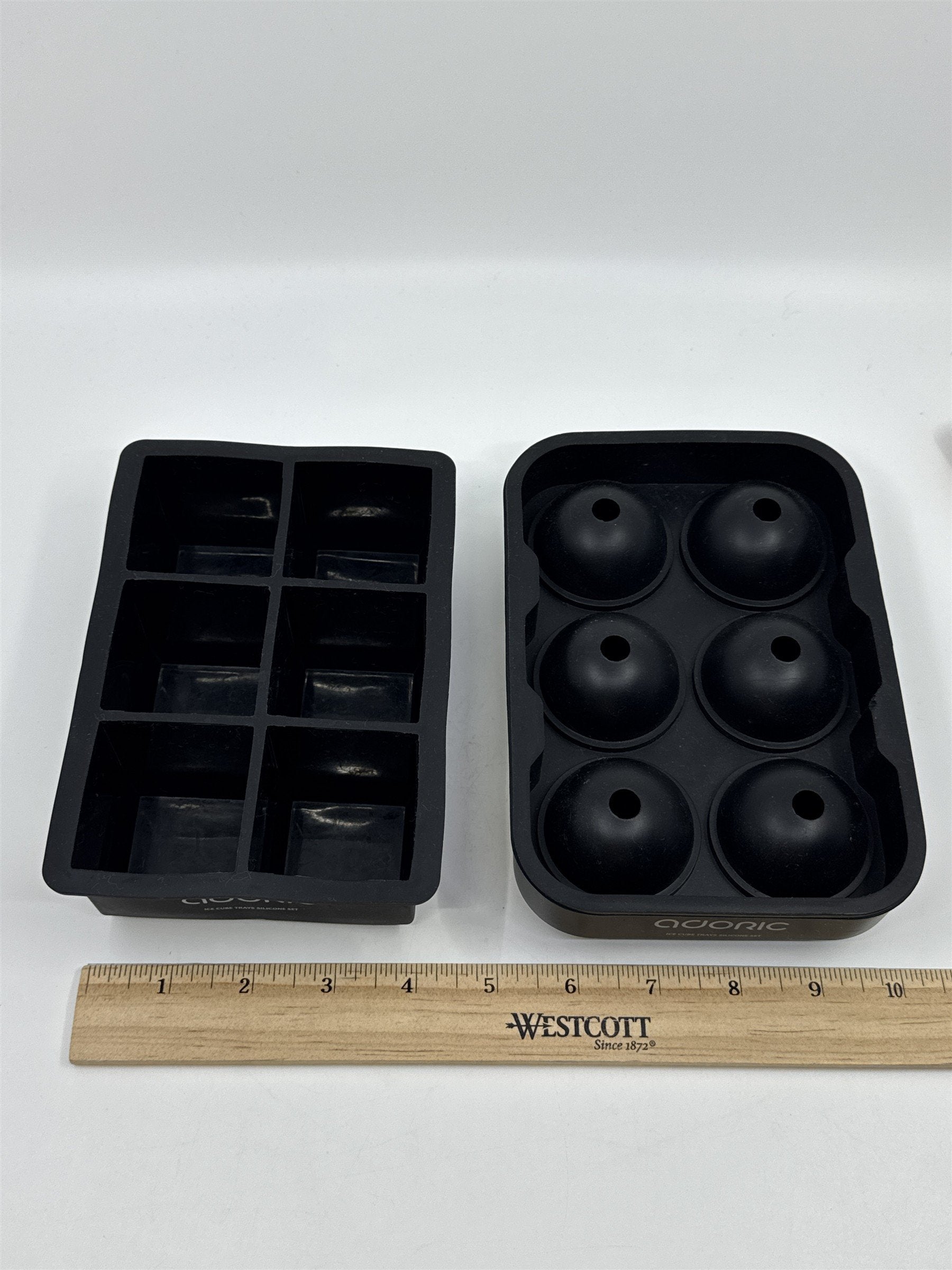 Set Of 2 Ice Cube Trays Square Mold And Large Whiskey Ball Silicone Ice Cubes