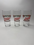 Set of 3 Vintage Coca-Cola Coke Holley Leaves and Bells Libbey Glasses