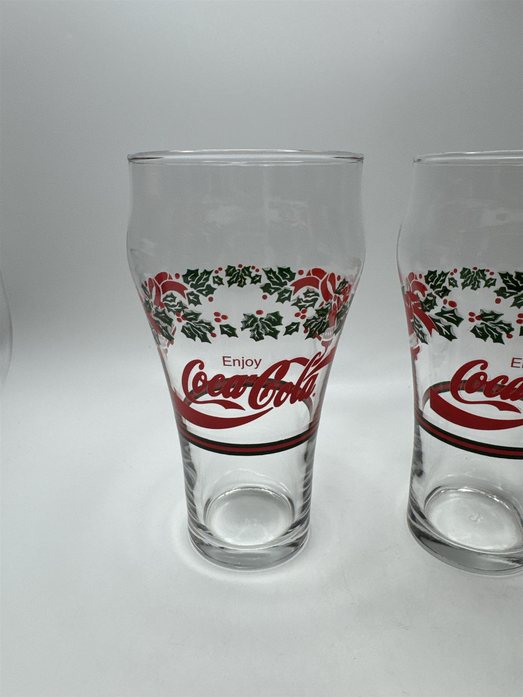 Set of 3 Vintage Coca-Cola Coke Holley Leaves and Bells Libbey Glasses