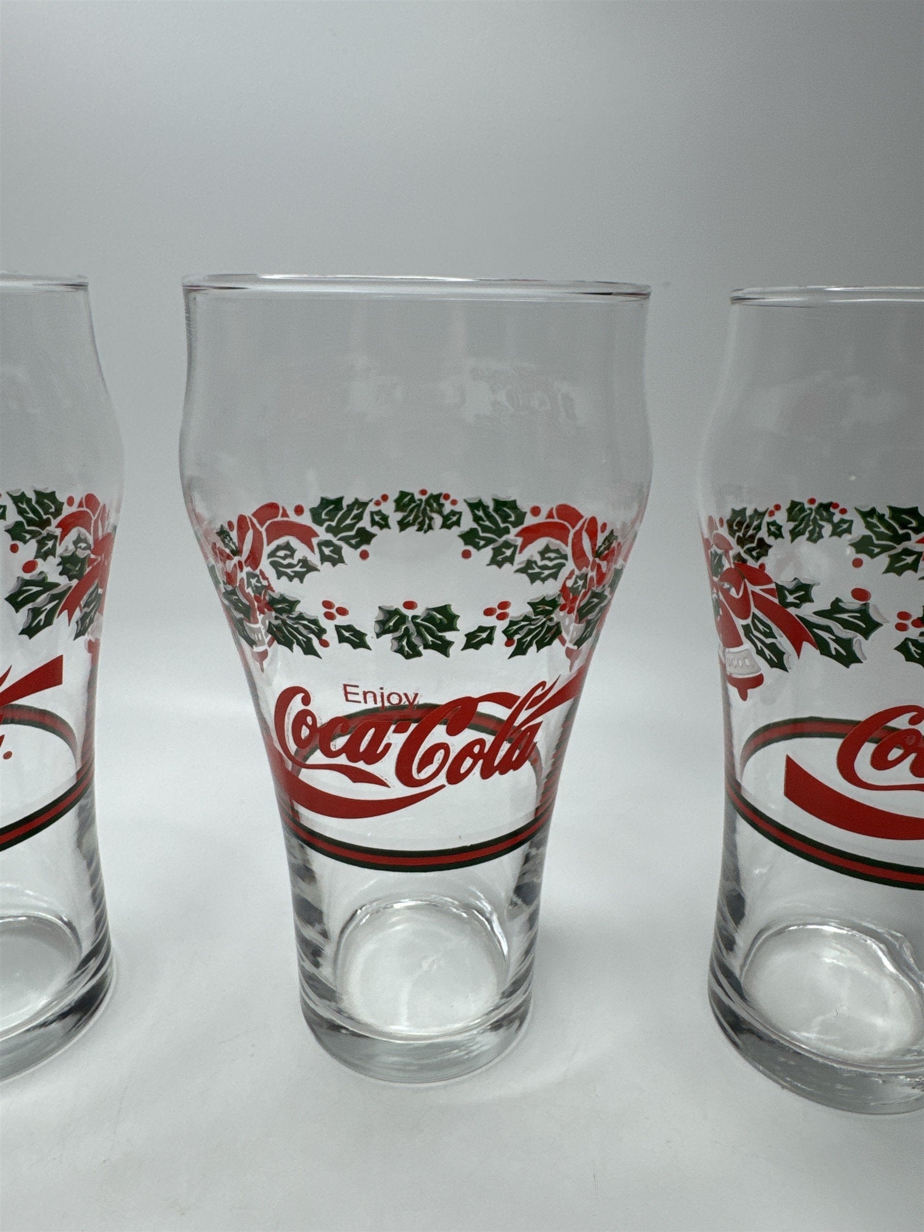 Set of 3 Vintage Coca-Cola Coke Holley Leaves and Bells Libbey Glasses