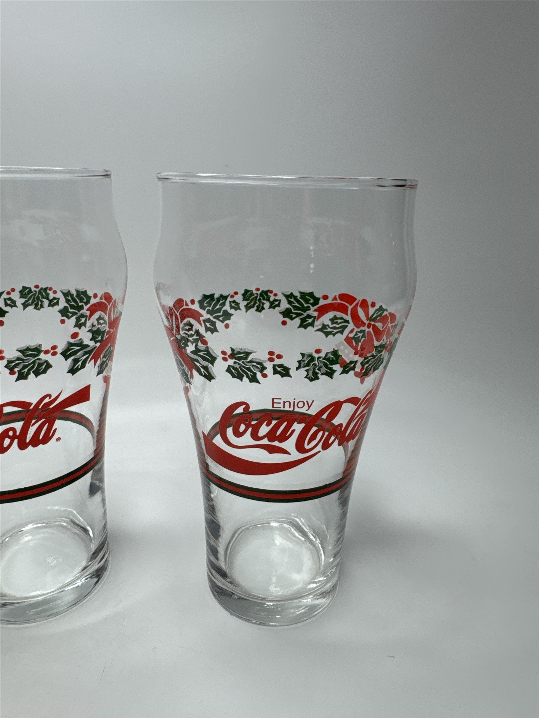 Set of 3 Vintage Coca-Cola Coke Holley Leaves and Bells Libbey Glasses
