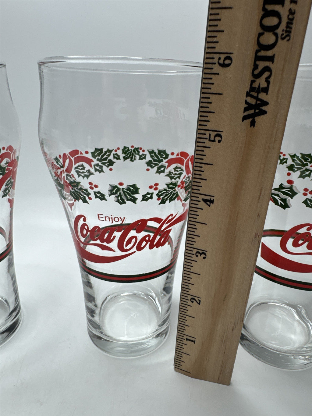 Set of 3 Vintage Coca-Cola Coke Holley Leaves and Bells Libbey Glasses