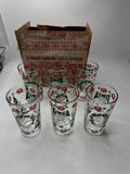 Set of 6 Vintage MCM Christmas Holiday Tumblers 11-1/2 oz Groovy Xmas New Years