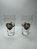 Set of 2 Vintage 6" Tall Big Boy Restaurant Wreath Drinking Glasses Christmas