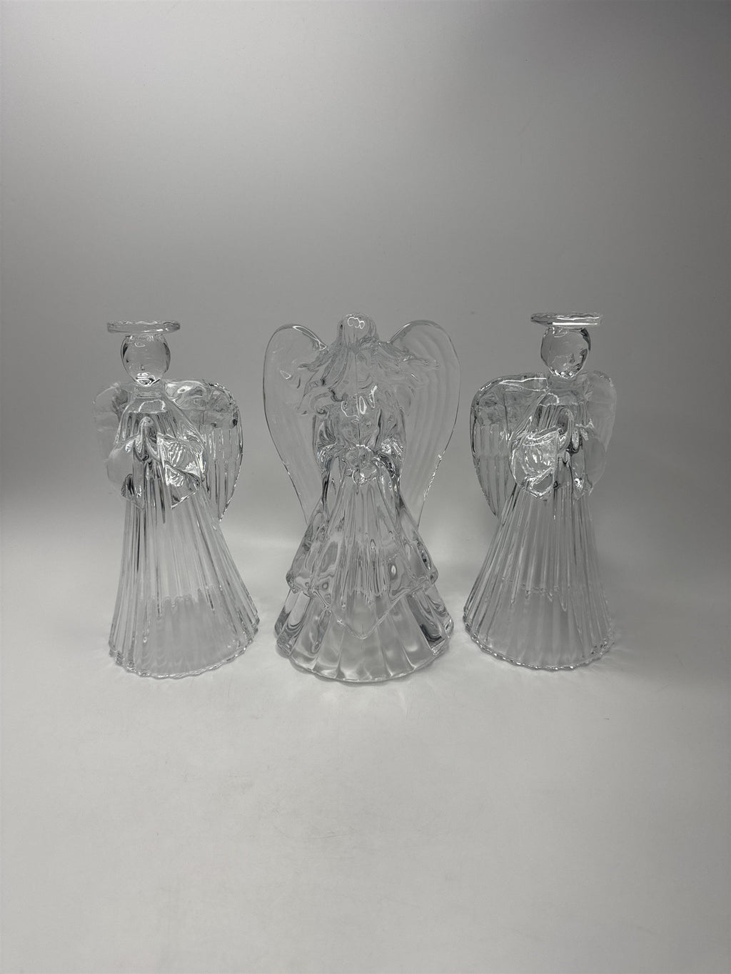 Lot of 3 Vintage Lead Crystal Angels Candlestick Holders