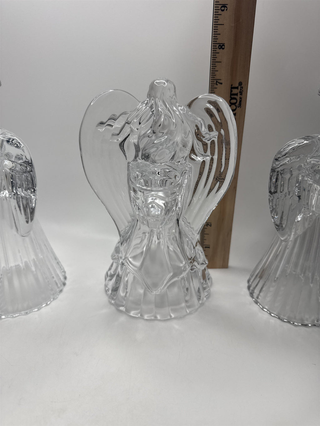 Lot of 3 Vintage Lead Crystal Angels Candlestick Holders
