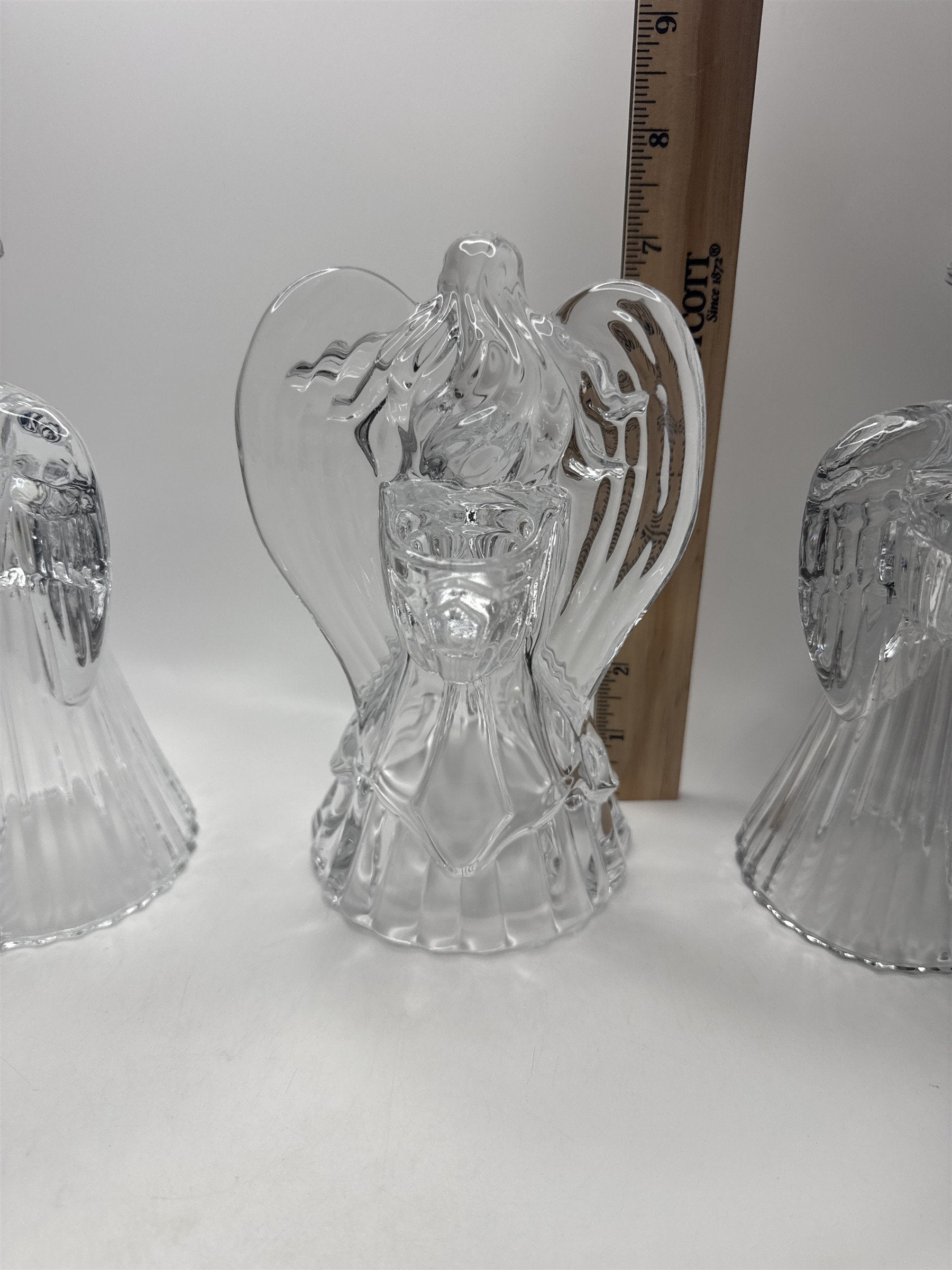 Lot of 3 Vintage Lead Crystal Angels Candlestick Holders