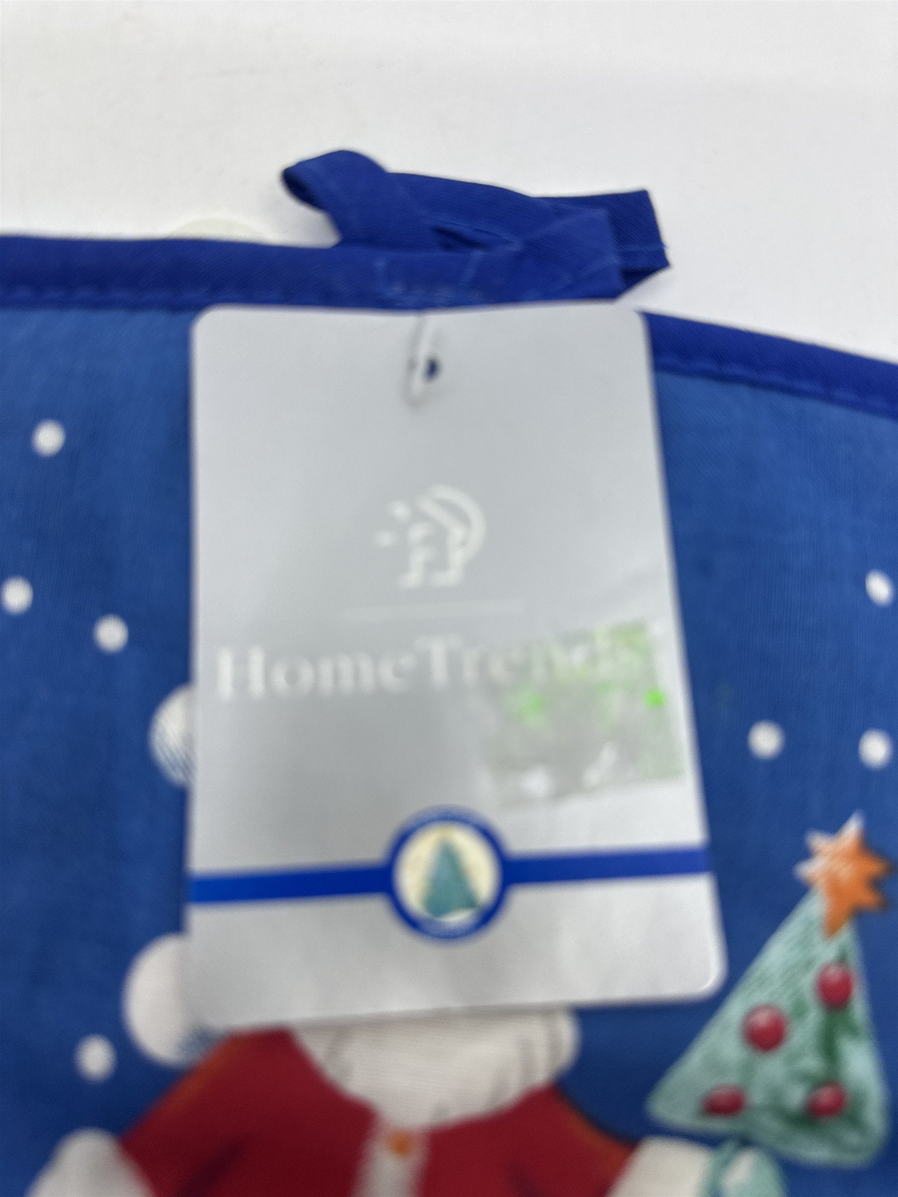 Set Of Two Blue Christmas Pot Holders W/ Santa Clause, A Tree, And A Stocking