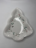 Pfaltzgraff Winterberry Christmas Tree Serving Dish 10.5" Ceramic Dish