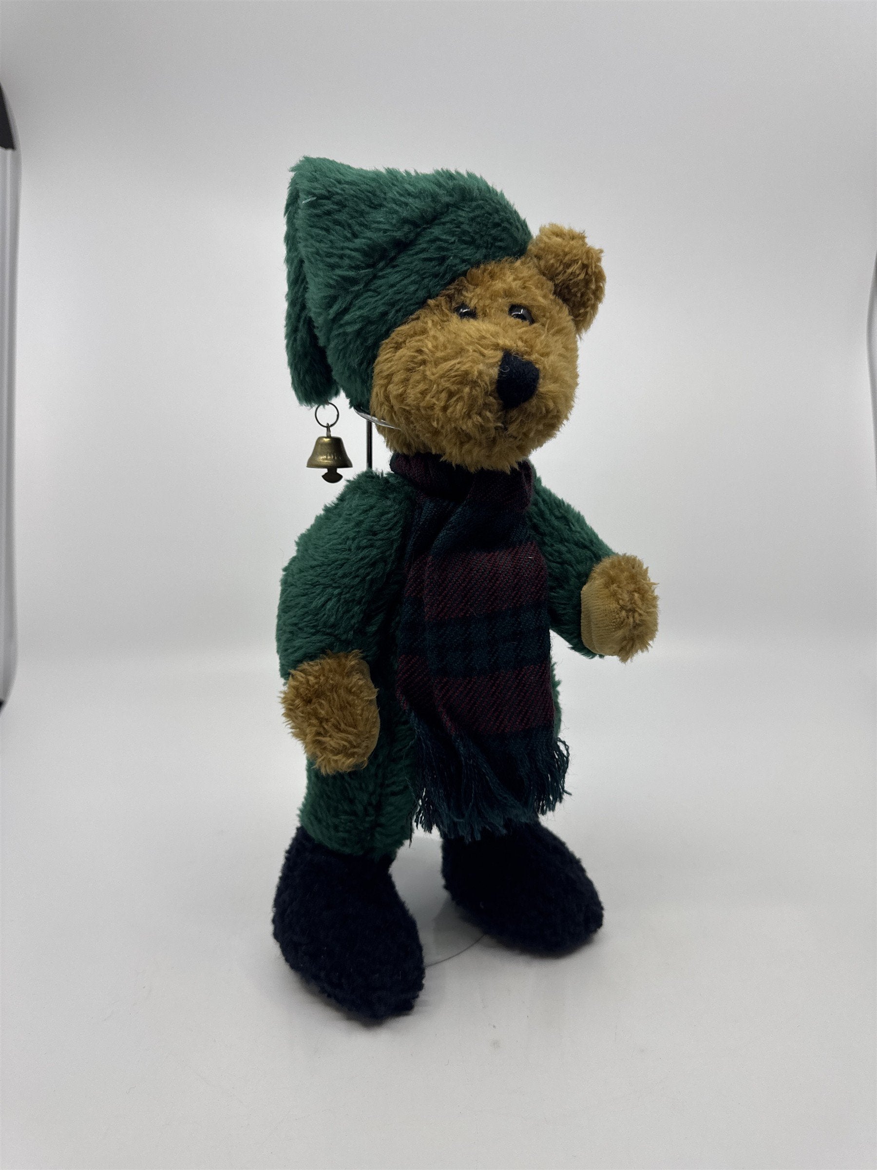 Vintage JB Bean Boyds Bears Christmas Bear W/ Green Outfit, Hat, And Scarf