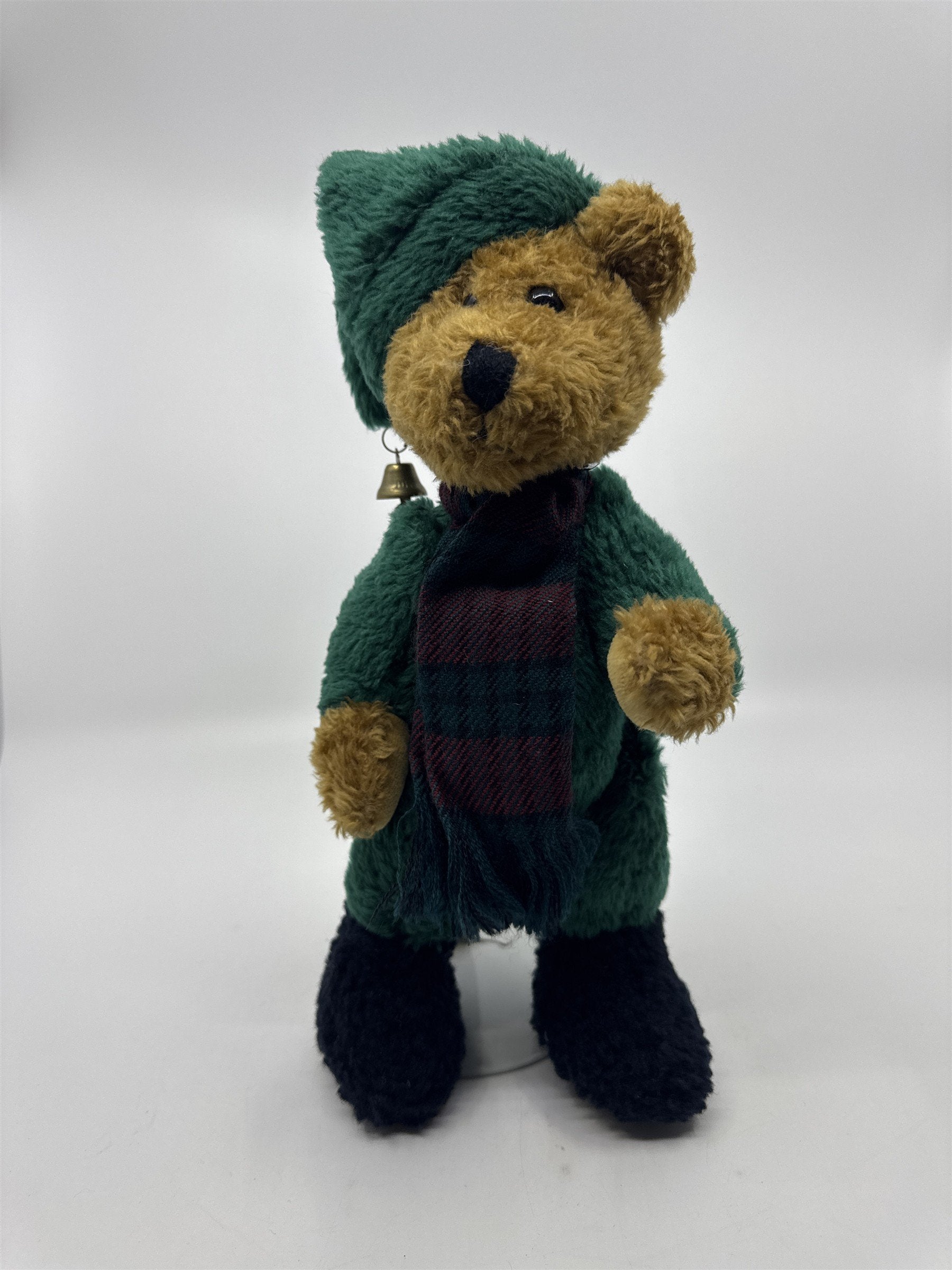 Vintage JB Bean Boyds Bears Christmas Bear W/ Green Outfit, Hat, And Scarf