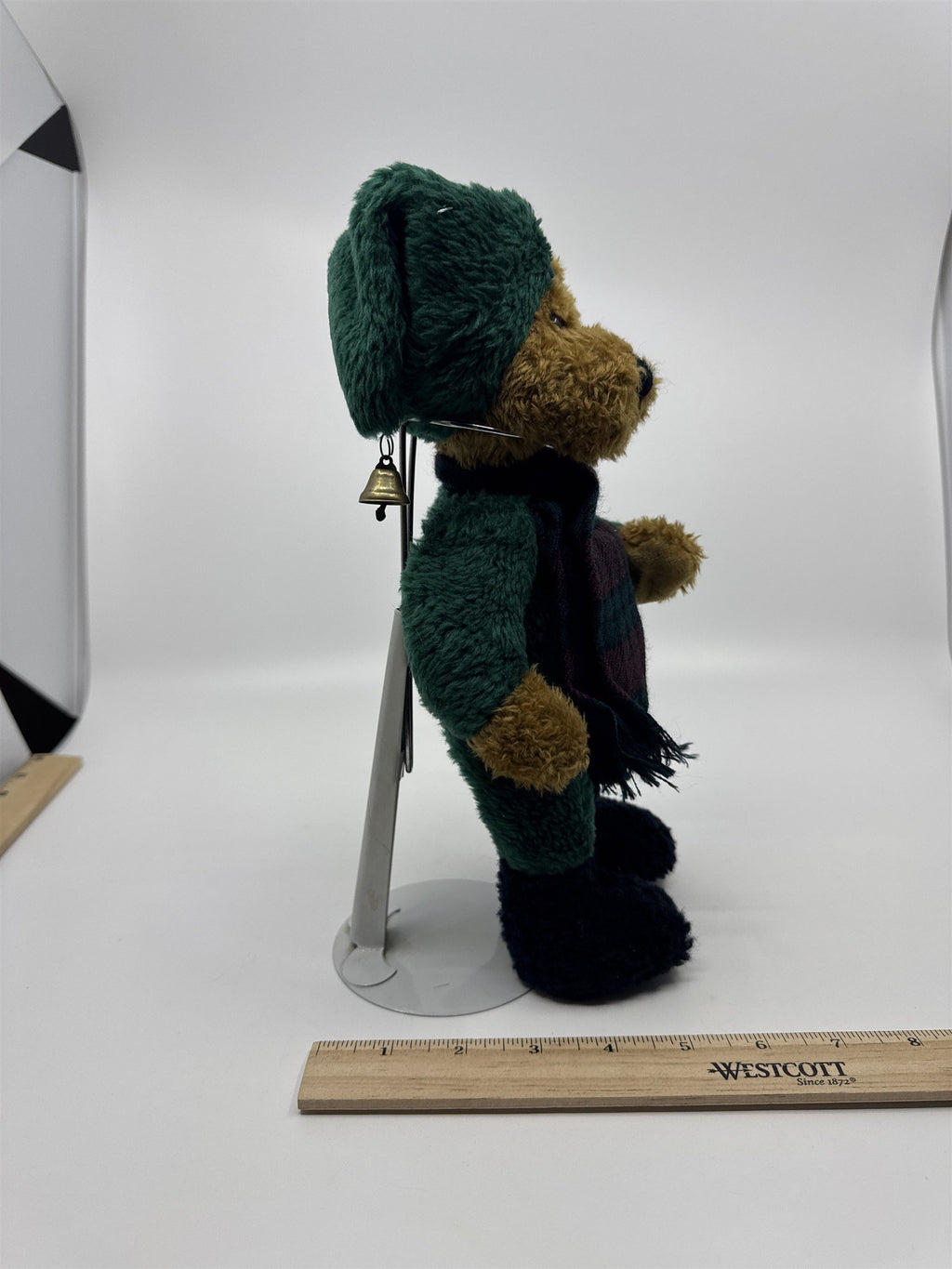 Vintage JB Bean Boyds Bears Christmas Bear W/ Green Outfit, Hat, And Scarf